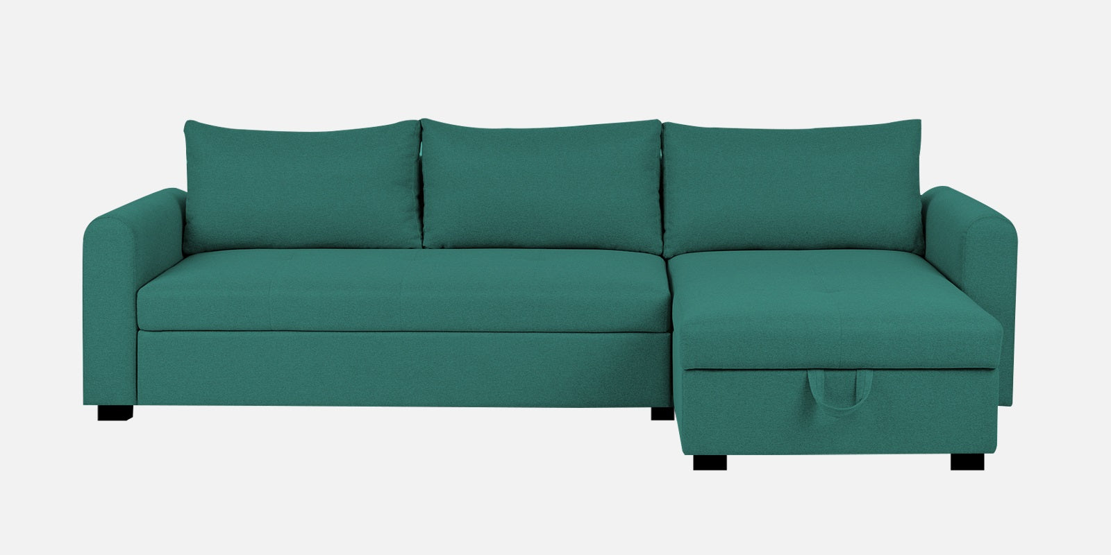 Sigma Fabric LHS Sectional Sofa (3+Lounger) In Sea Green Colour - Febonic Living