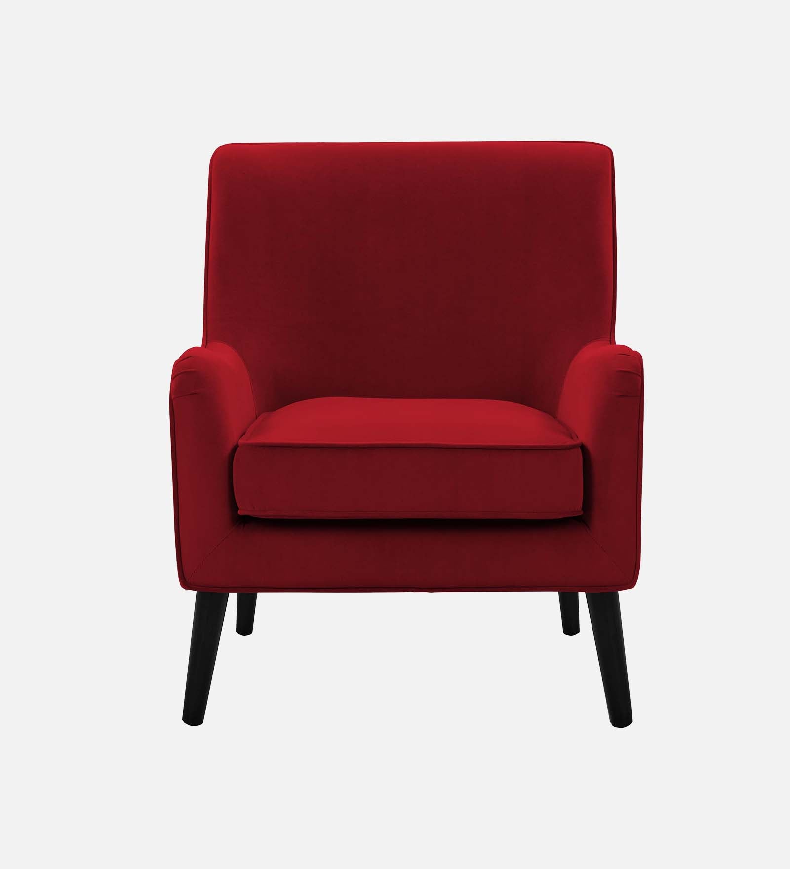 Ame Velvet Upholstered Arm Chair In Cherry Red Colour - Febonic Living