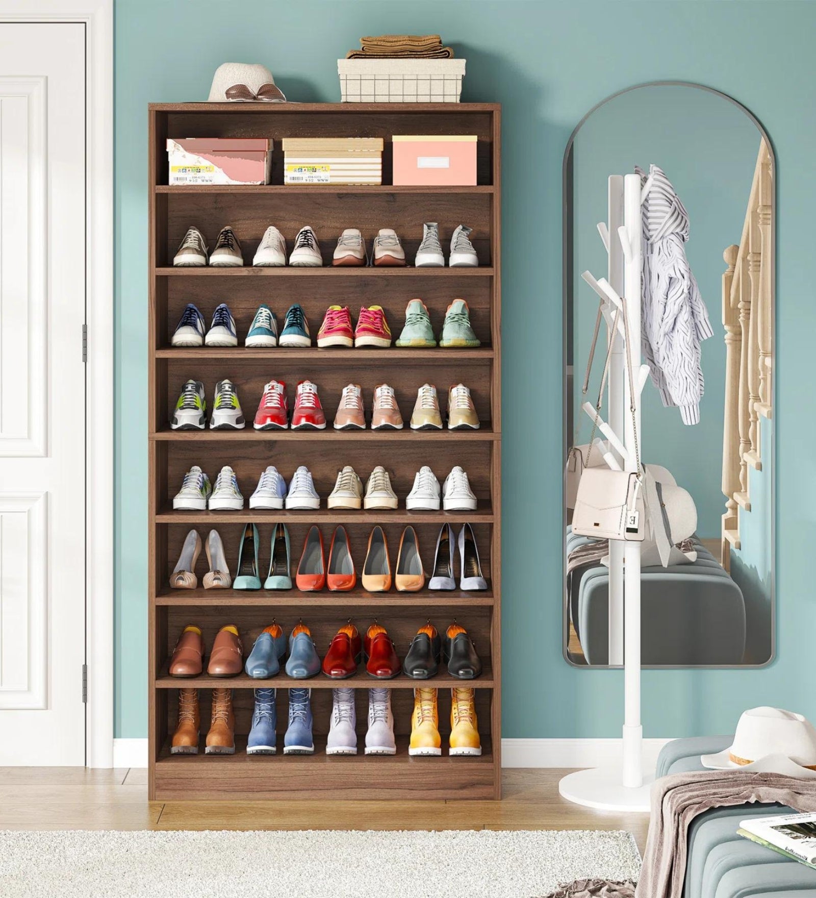 Aryel Shoe Rack In Frosty White Finish - Febonic Living