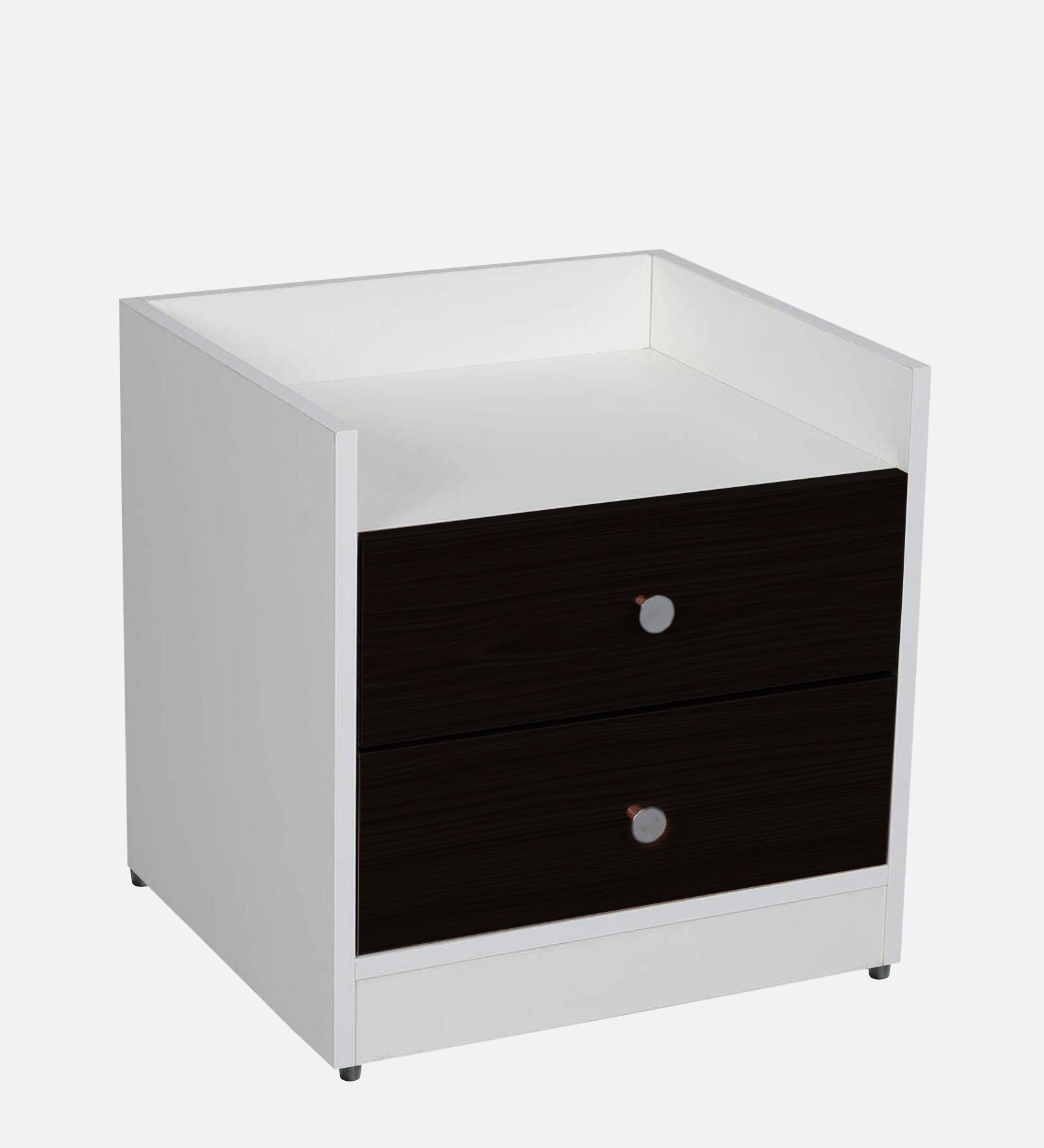 Vexa Bedside Table With Drawer In Wenge Walnut And Frosty White Finish - Febonic Living