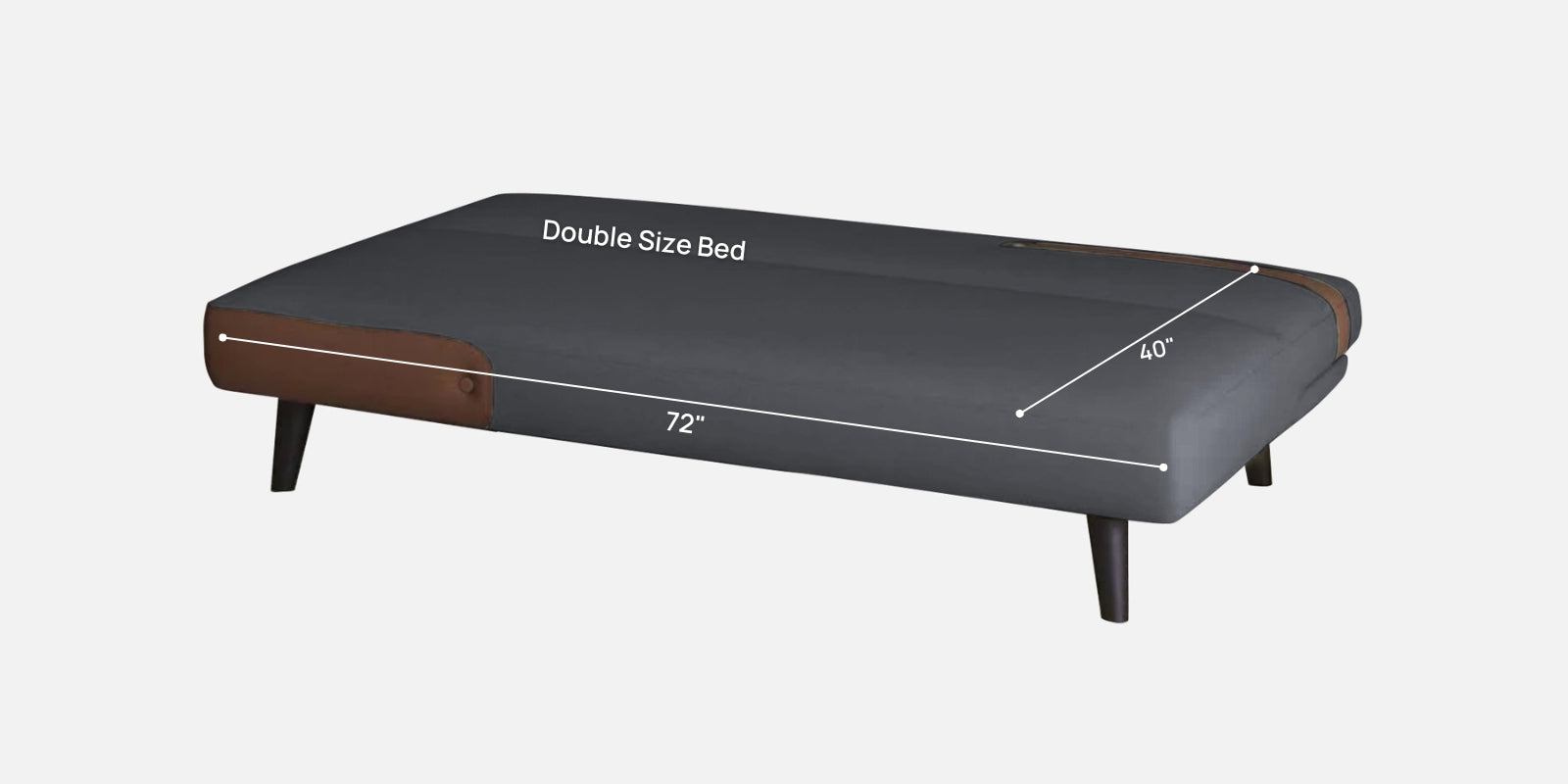 Vedan Fabric 3 Seater Convertible Sofa Cum Bed In Maba Grey Colour - Febonic Living