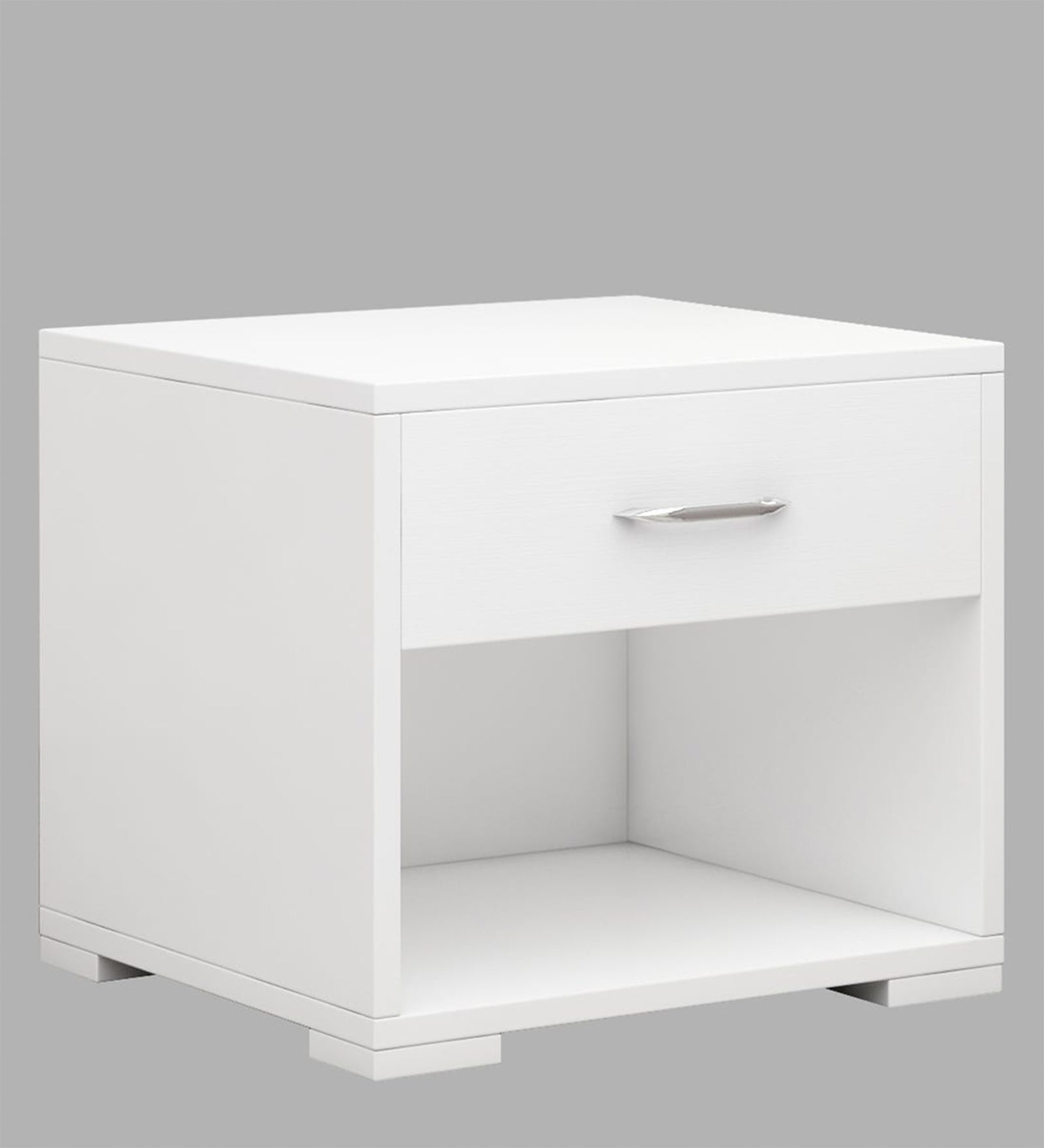 Elvik Bedside Table With Drawer In Frosty White Finish - Febonic Living