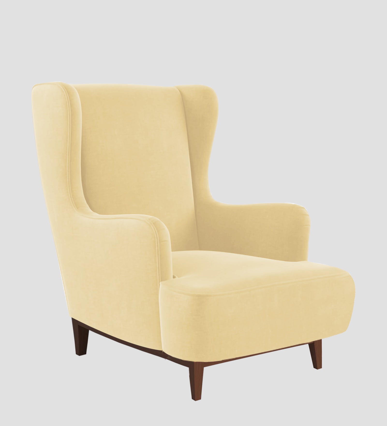 Suri Velvet Wing Chair In Sandy Beige Colour - Febonic Living
