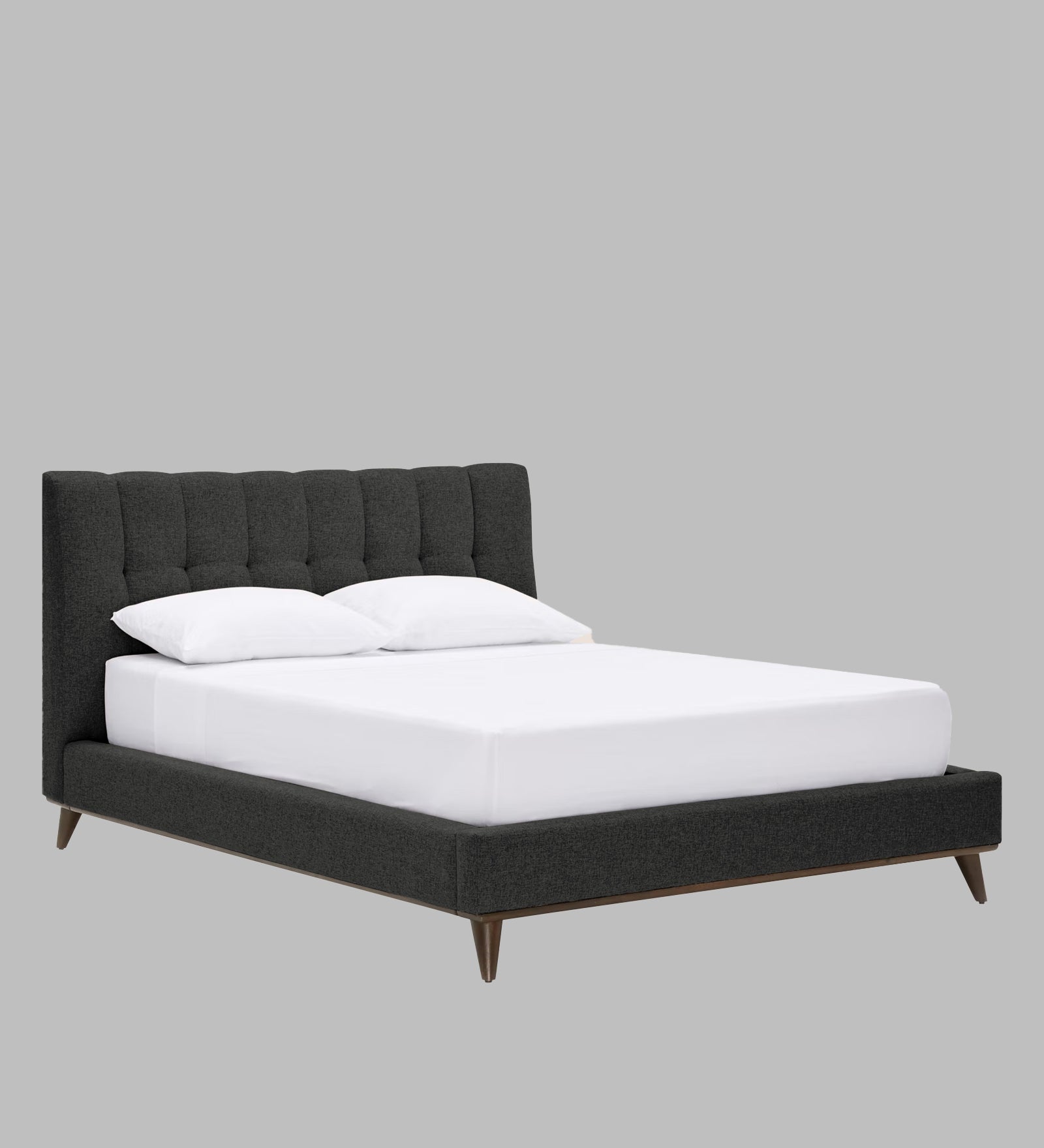 Jasmin Fabric Upholstered Queen Bed in Charcoal Grey Colour - Febonic Living