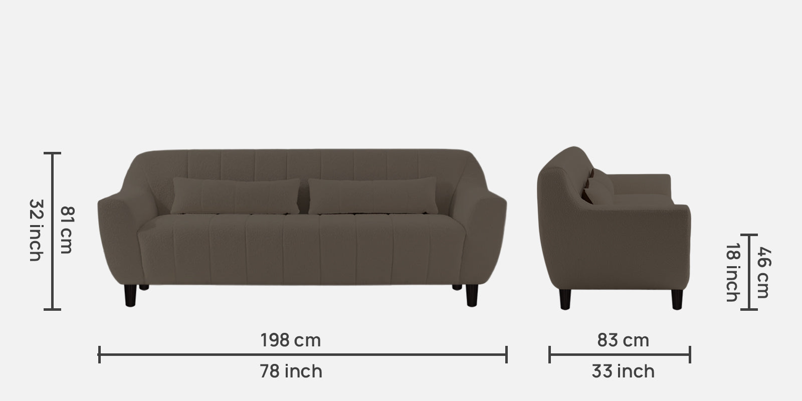 Nesco Boucle Fabric 3 Seater Sofa in Niya Beige Colour