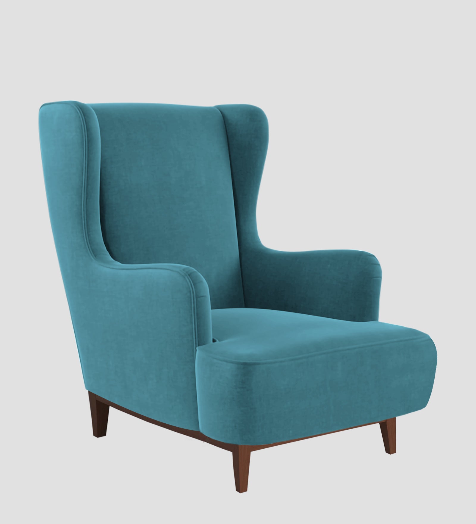 Suri Velvet Wing Chair In Aqua Blue Colour - Febonic Living
