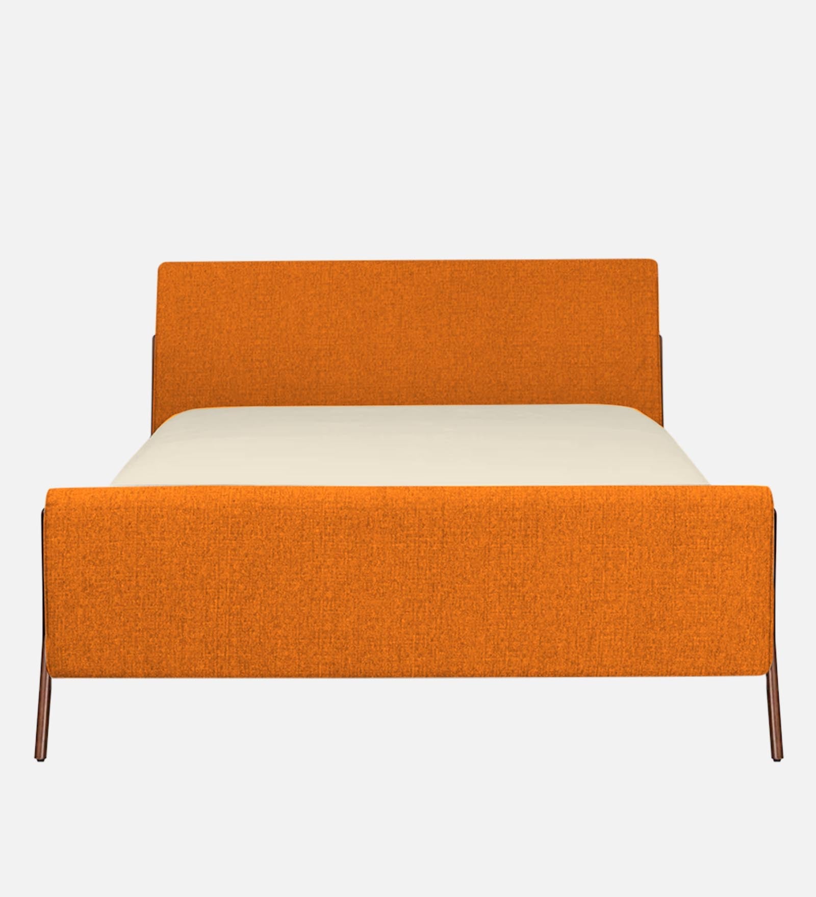 Catla Fabric King Size Bed In Vivid Orange Colour - Febonic Living