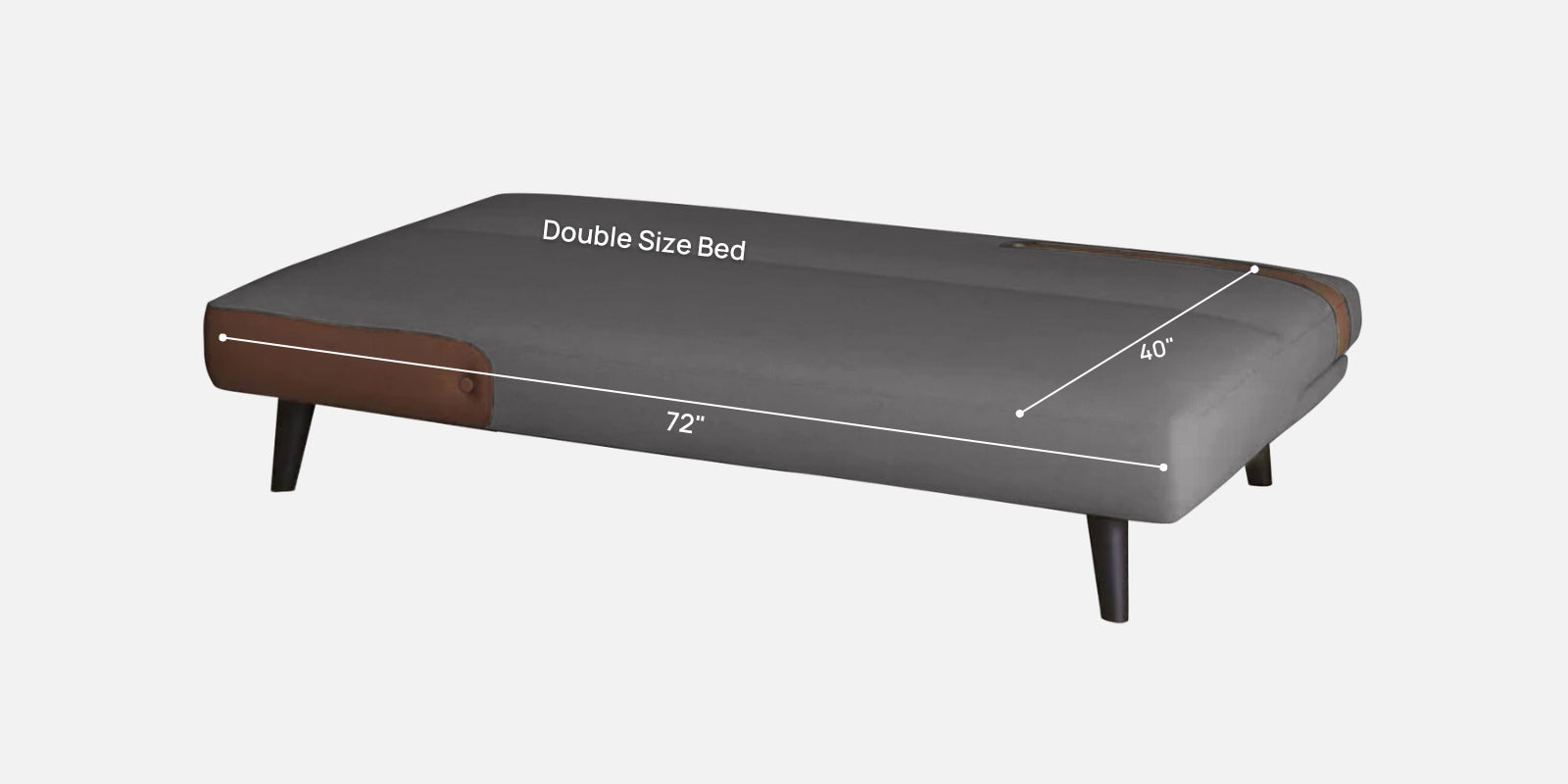 Vedan Fabric 3 Seater Convertible Sofa Cum Bed In Sudo Grey Colour - Febonic Living