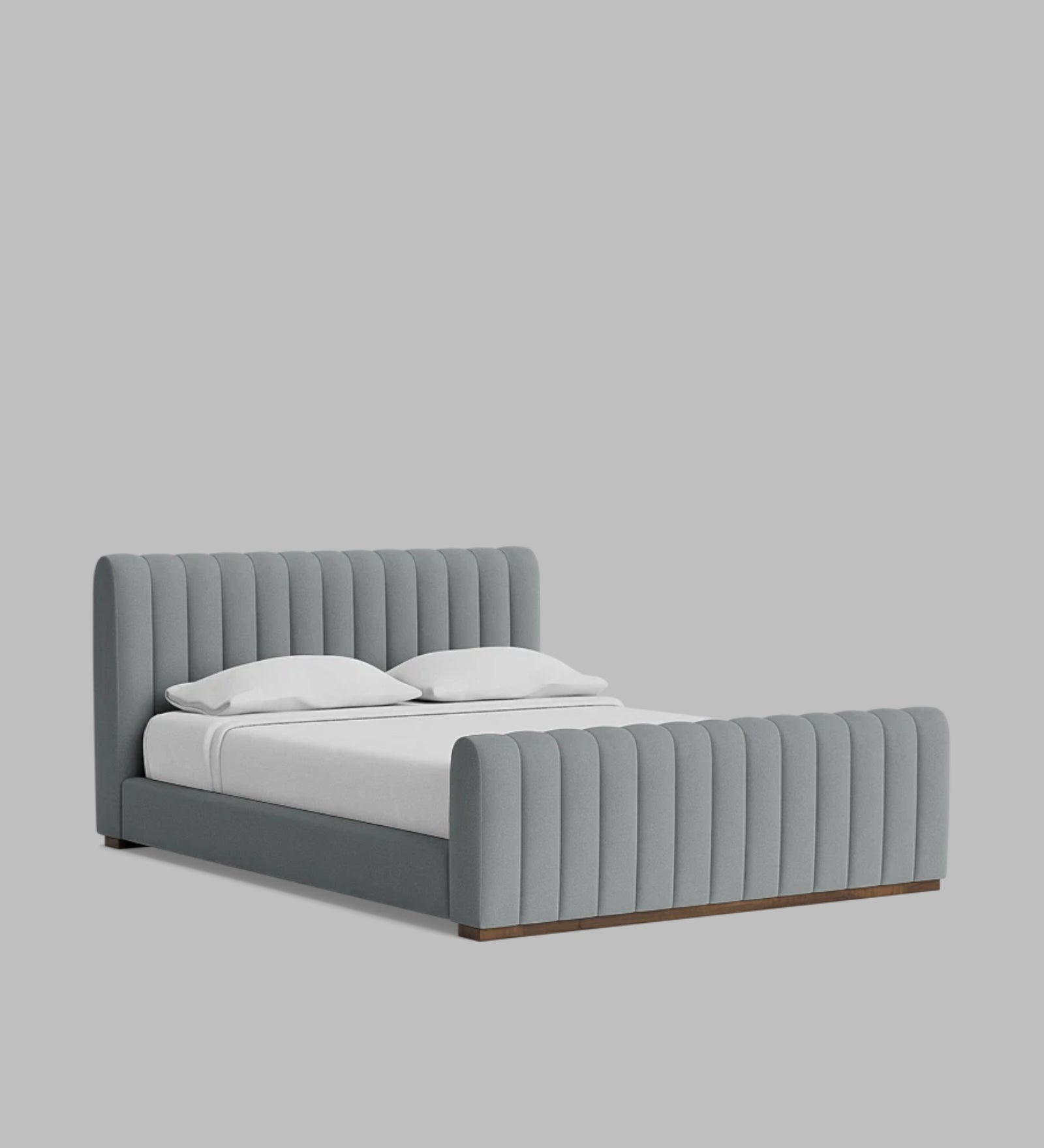 Nalan Velvet Upholstered Queen Size Bed in Pubble Grey Colour - Febonic Living