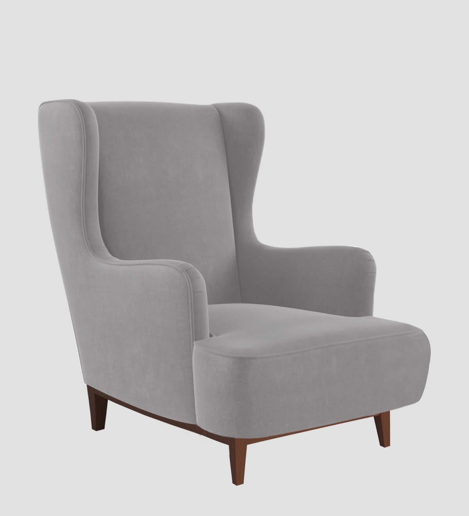 Suri Velvet Wing Chair In Concrete Grey Colour - Febonic Living