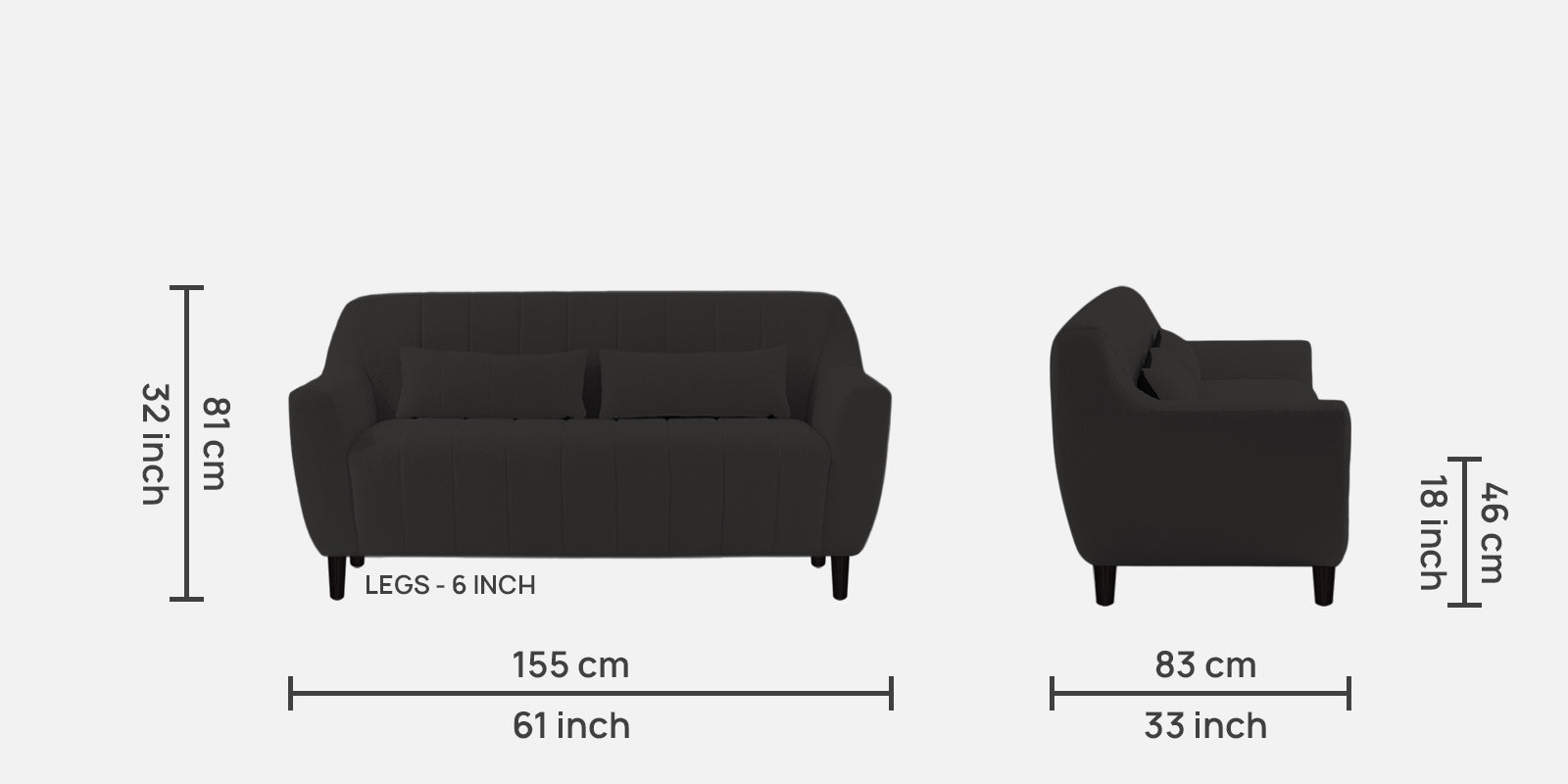 Nesco Boucle Fabric 2 Seater Sofa In Cloud Grey Colour - Febonic Living