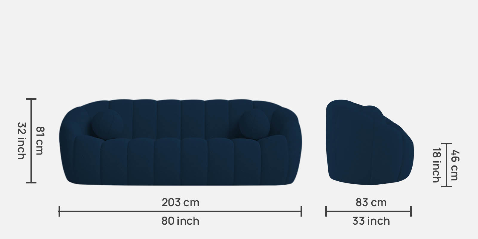 Boucle Fabric 3 Seater Sofa In Danim Blue Colour - Febonic Living