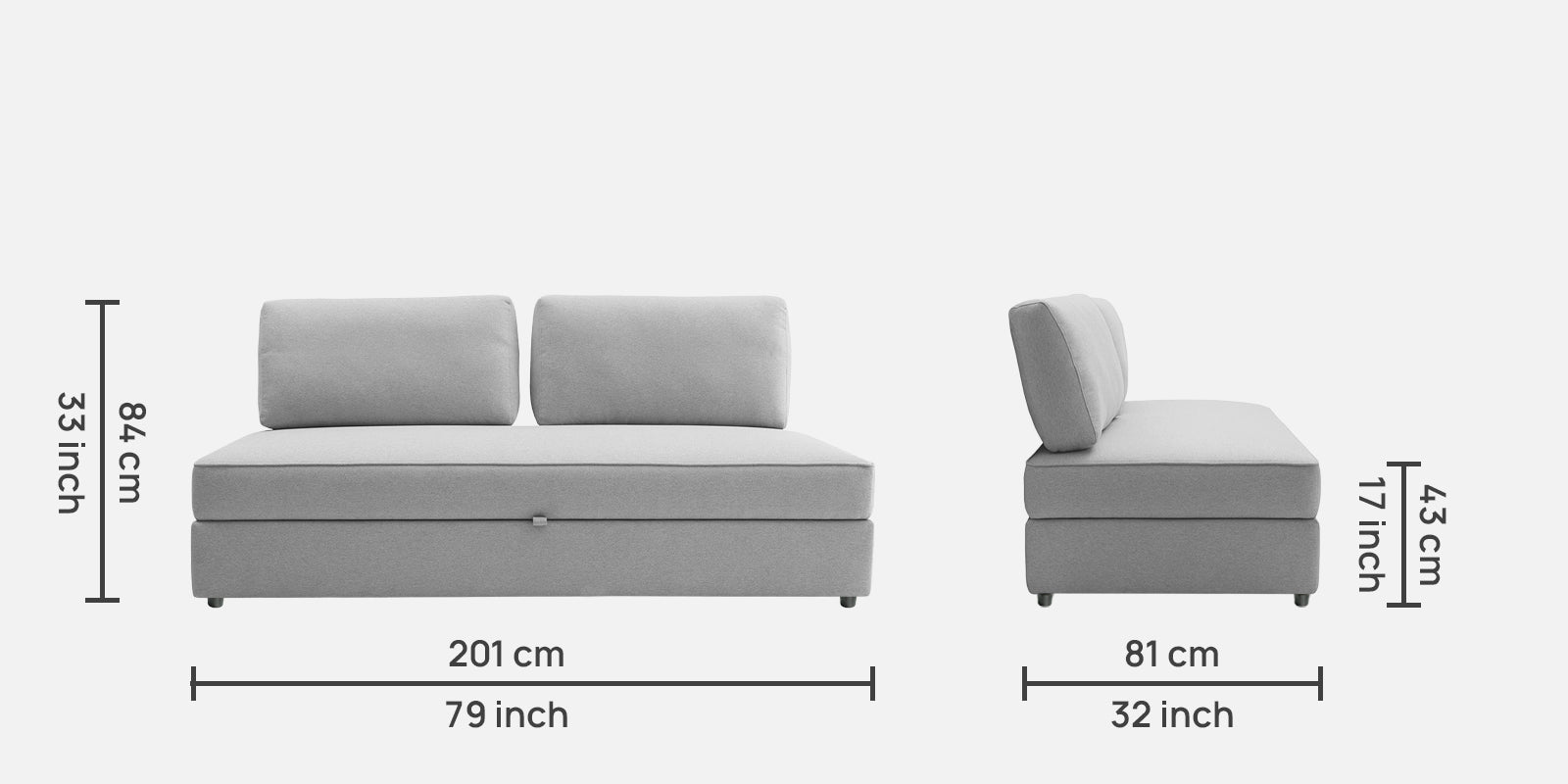 Vito Fabric Day Bed In Coin Grey Colour With Storage - Febonic Living