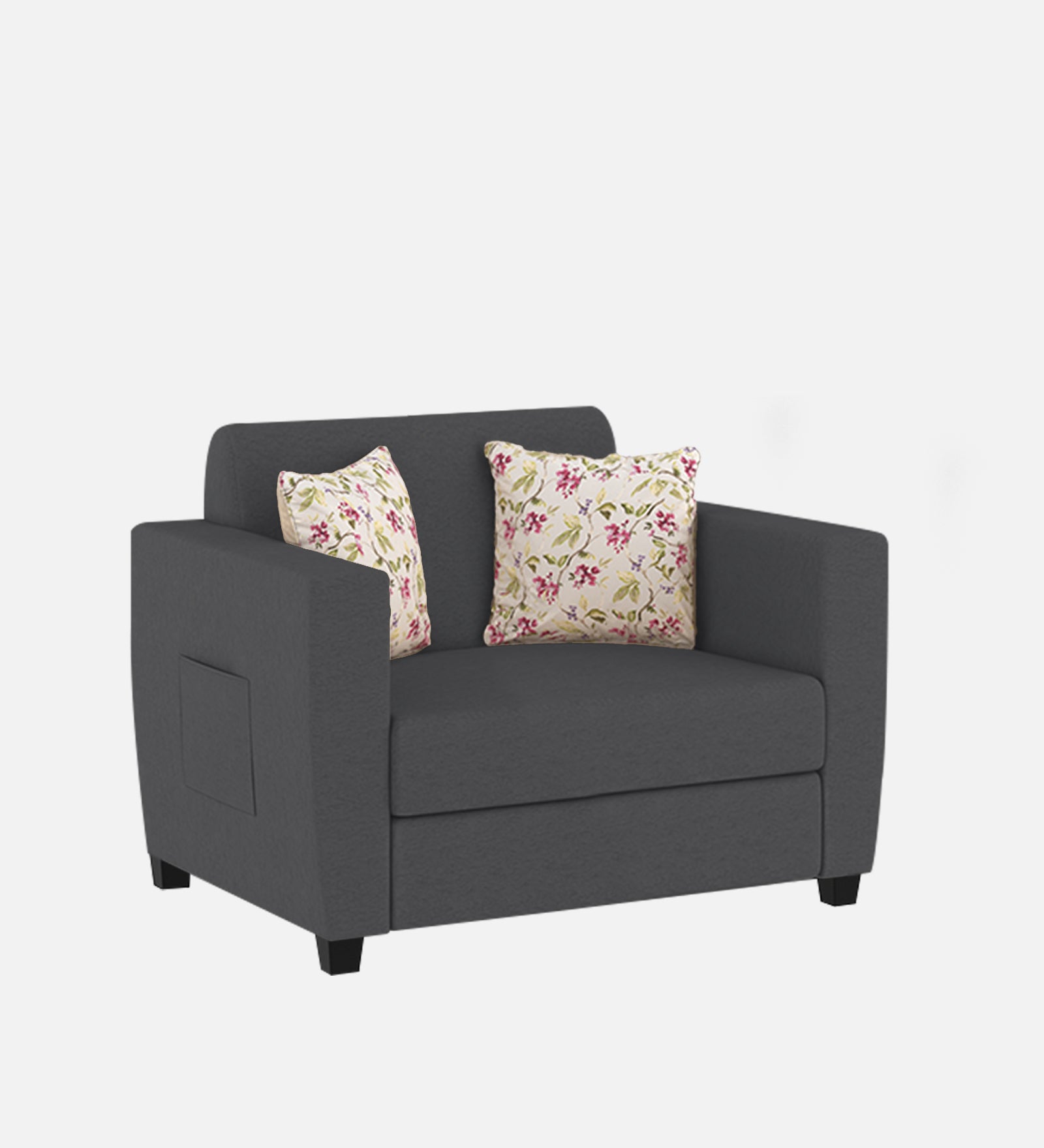 Gozi Fabric 1 Seater Sofa In Maba Grey Colour - Febonic Living