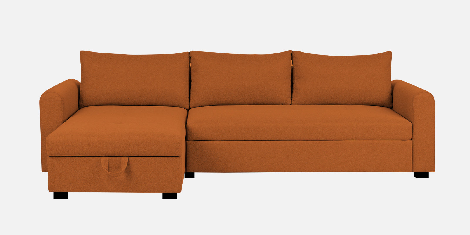 Sigma Fabric RHS Sectional Sofa (3+Lounger) In Vivid Orange Colour - Febonic Living