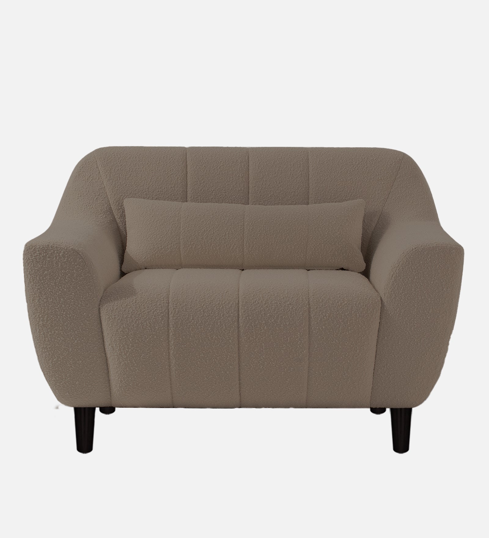 Nesco Boucle Fabric 1 Seater Sofa In Cement Beige Colour - Febonic Living