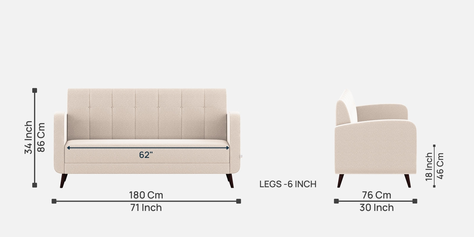 Wiki Velvet 3 Seater Sofa in Camel Beige Colour