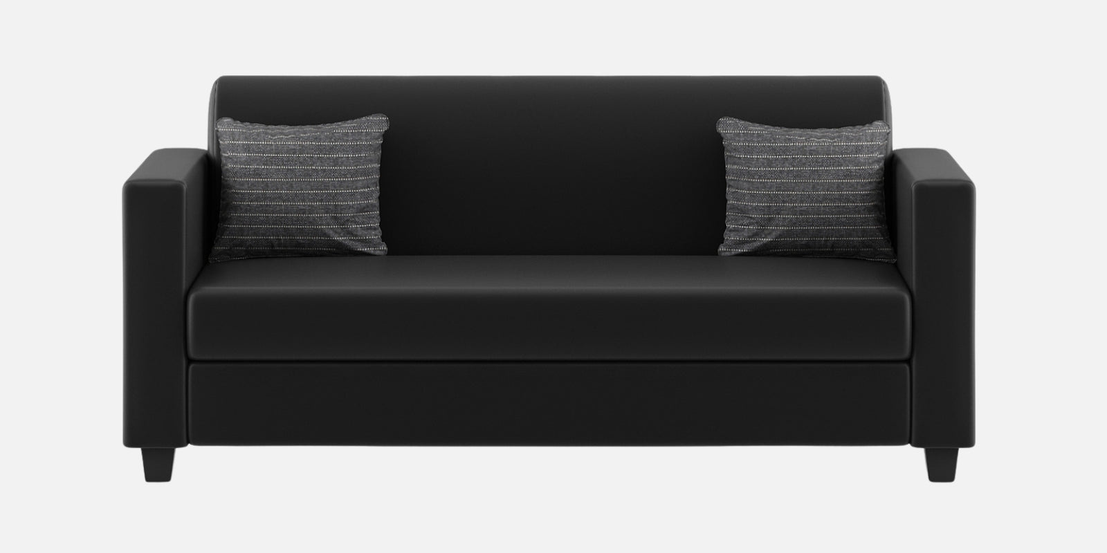 Baley Leatherette 3 Seater Sofa In Dark Black Colour - Febonic Living