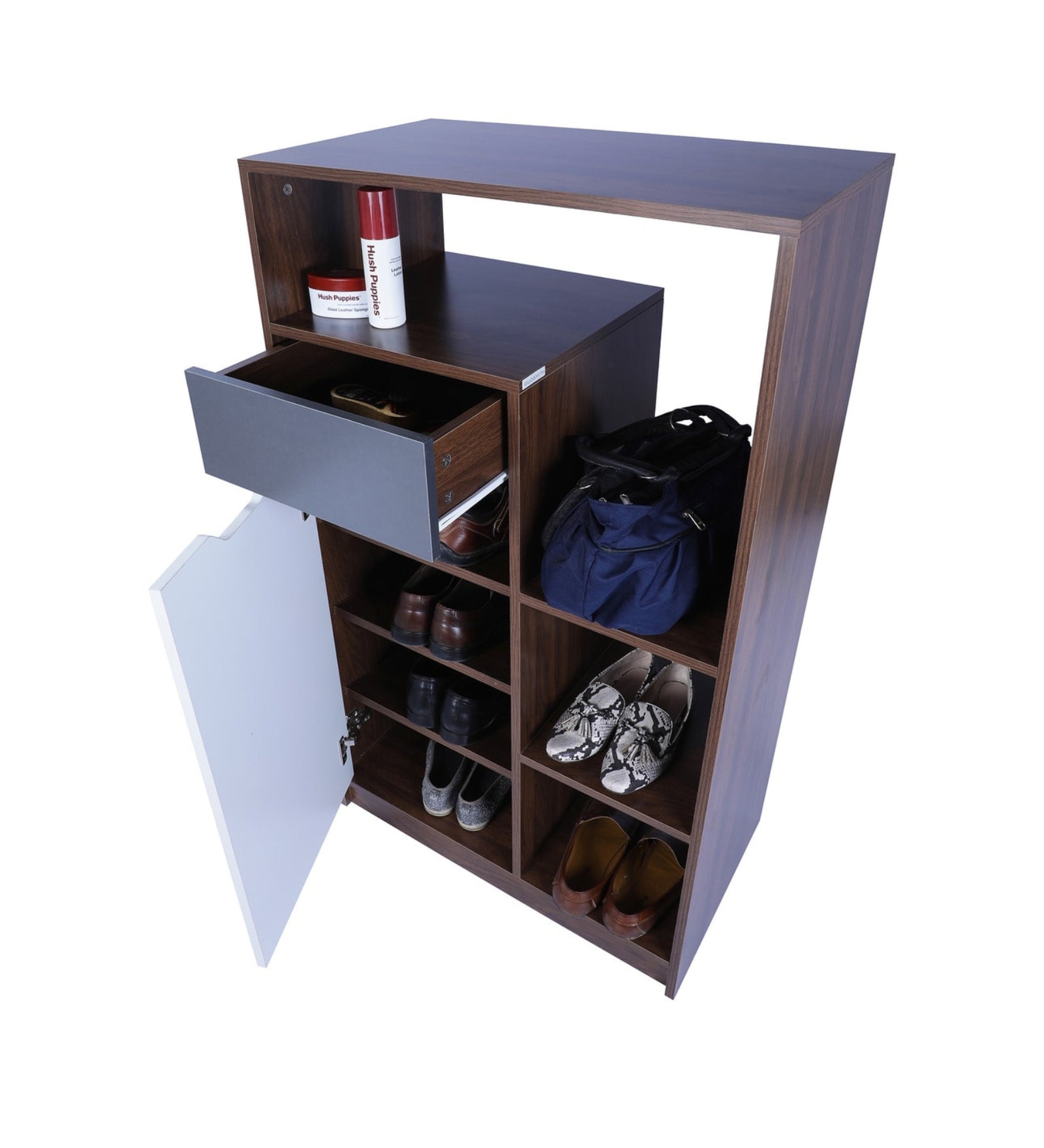 Elira Shoe Rack In Dark And Frosty White Finish - Febonic Living