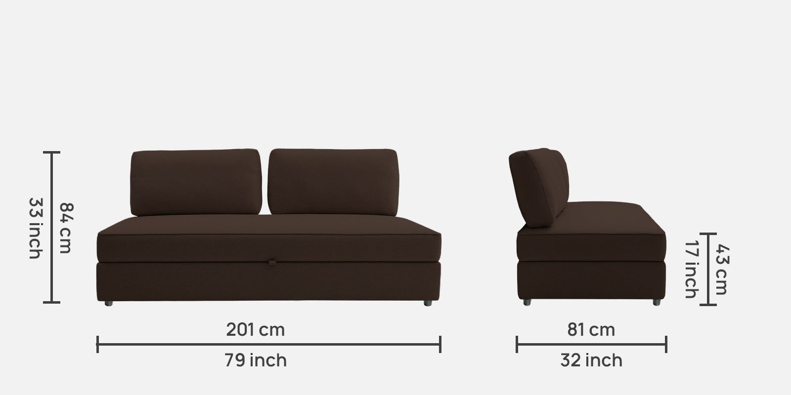 Vito Fabric Day Bed In Cidar Brown Colour With Storage - Febonic Living