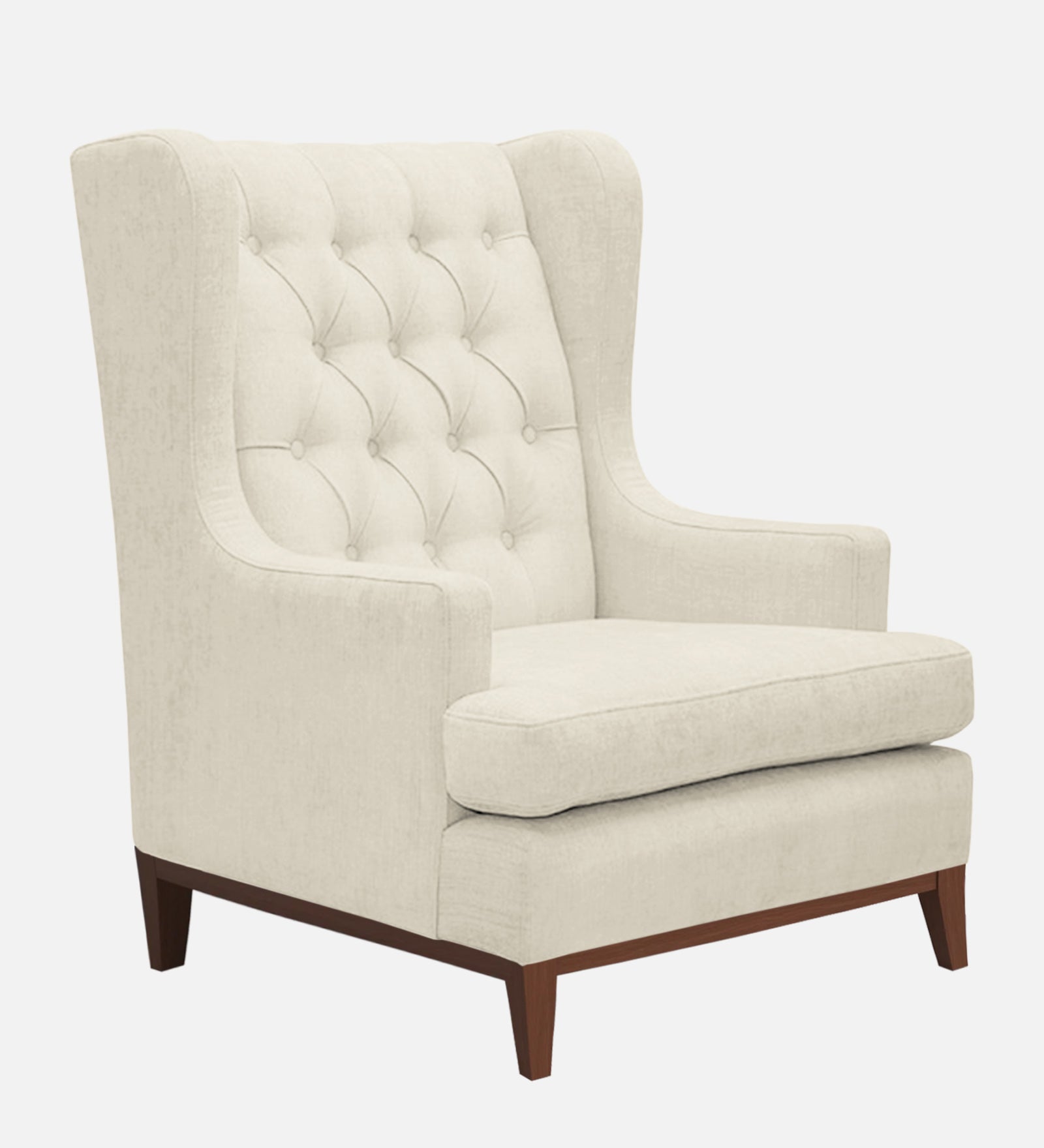 Panas Fabric Wing Chair In Ivory Cream Colour - Febonic Living