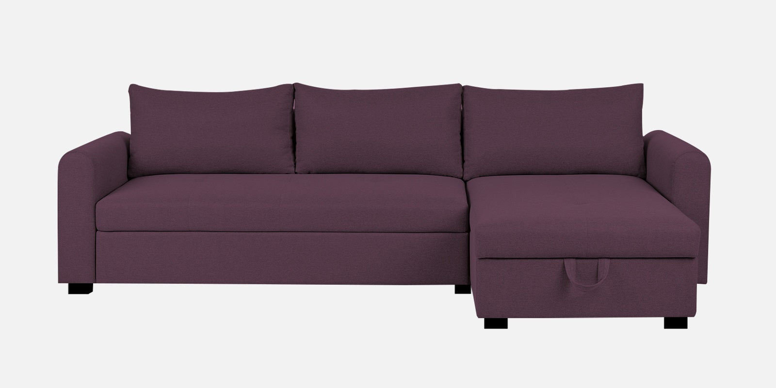 Sigma Fabric LHS Sectional Sofa (3+Lounger) In Greek Purple Colour - Febonic Living