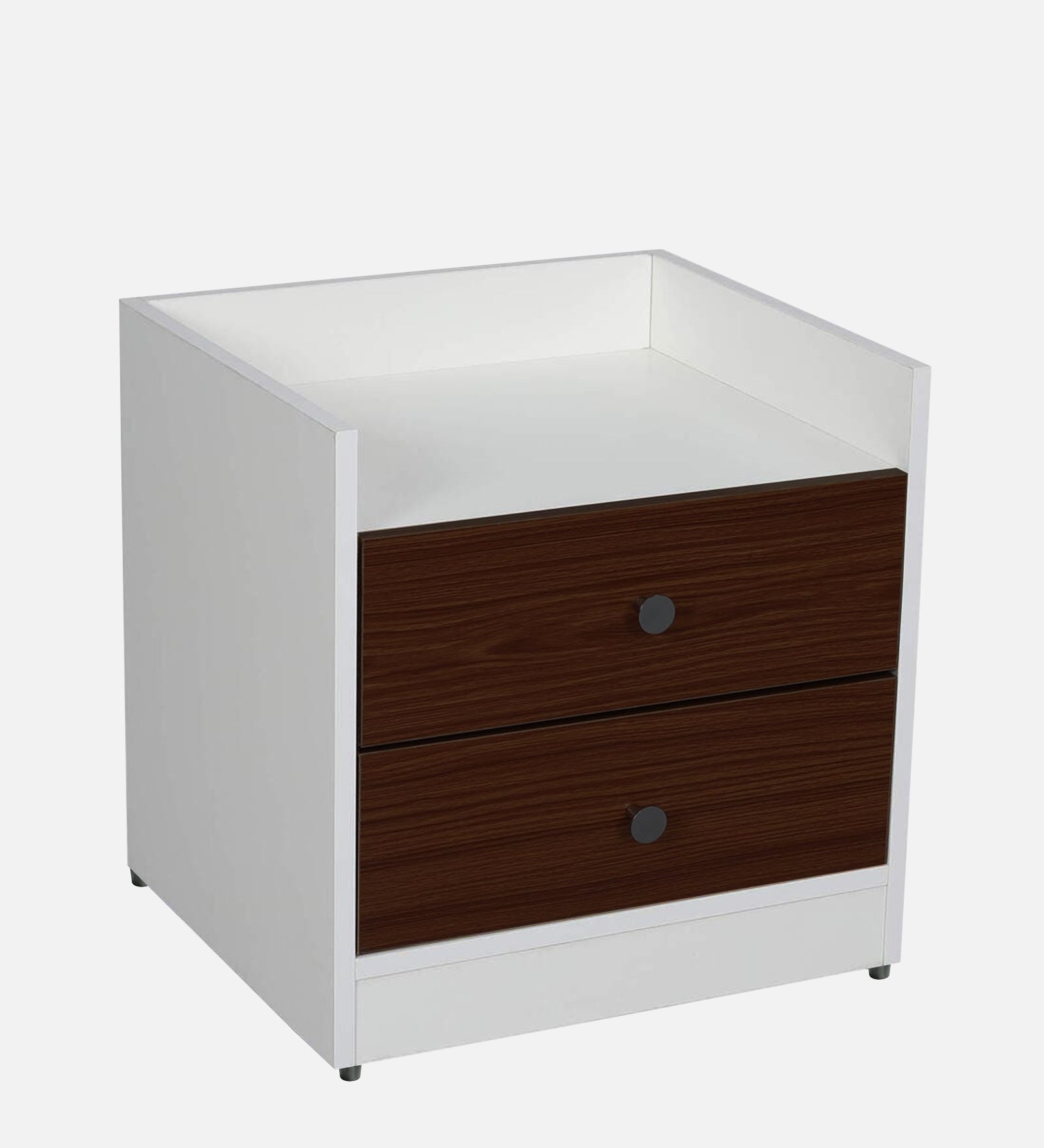 Vexa Bedside Table With Drawer in Dark Walnut & Frosty White Finish - Febonic Living