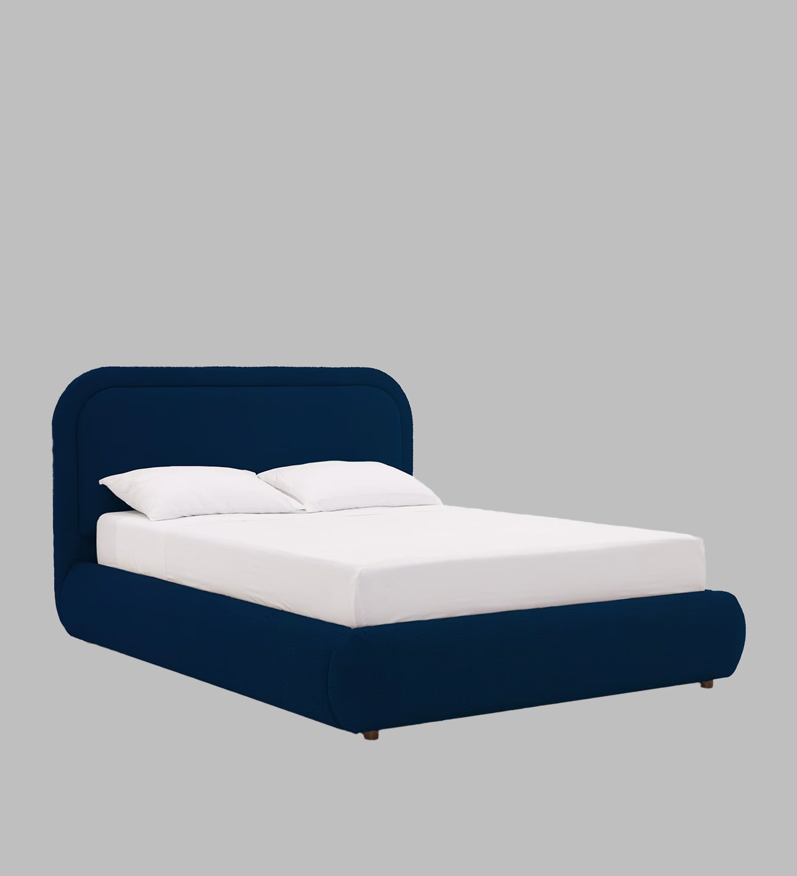 Nemo Boucle Fabric Queen Size Bed in Classic Blue Colour