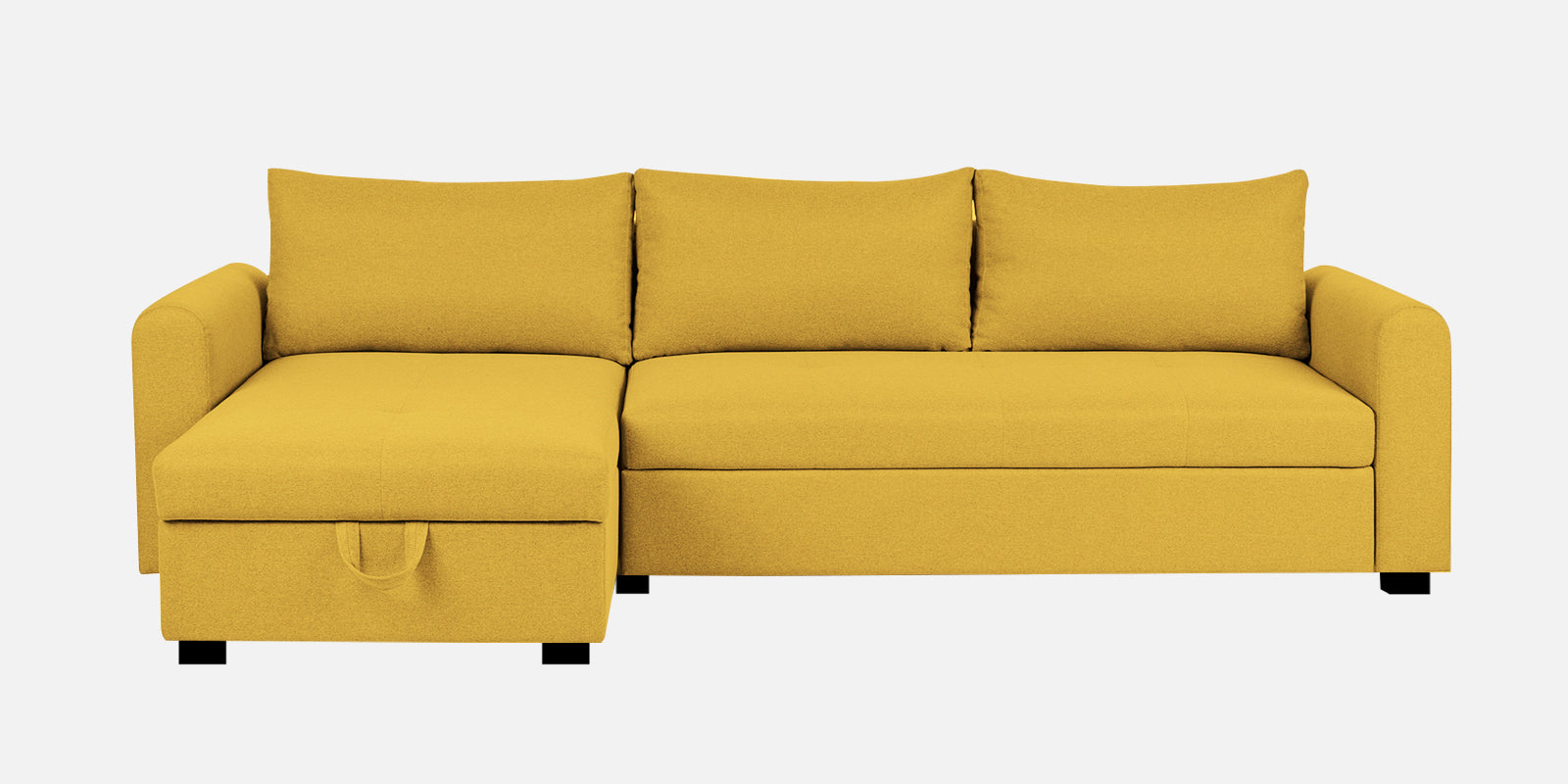 Sigma Fabric RHS Sectional Sofa (3+Lounger) In Bold Yellow Colour - Febonic Living