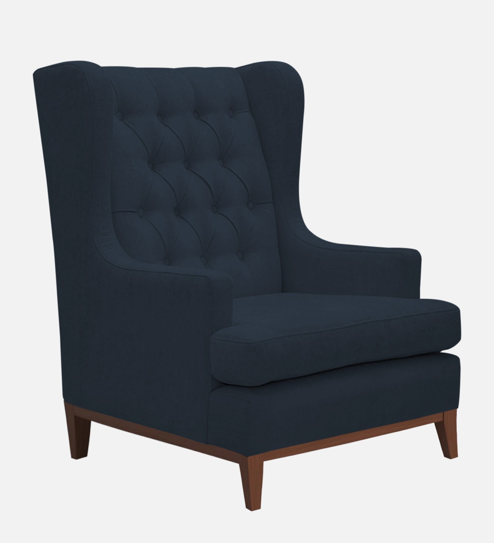 Panas Fabric Wing Chair In Denim Blue Colour - Febonic Living