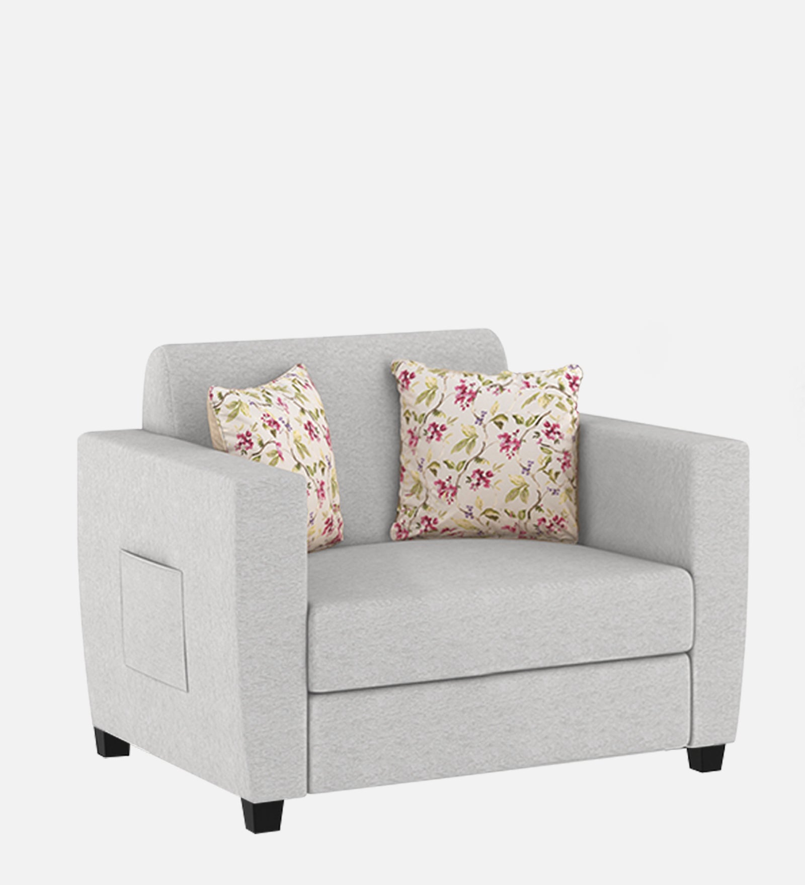 Gozi Fabric 1 Seater Sofa In Lit Grey Colour - Febonic Living