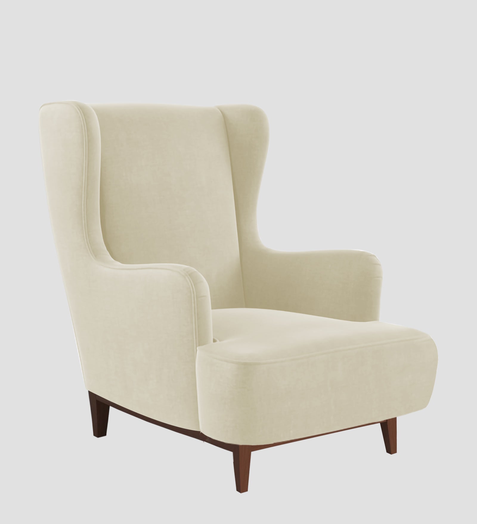 Suri Velvet Wing Chair In Warm White Colour - Febonic Living