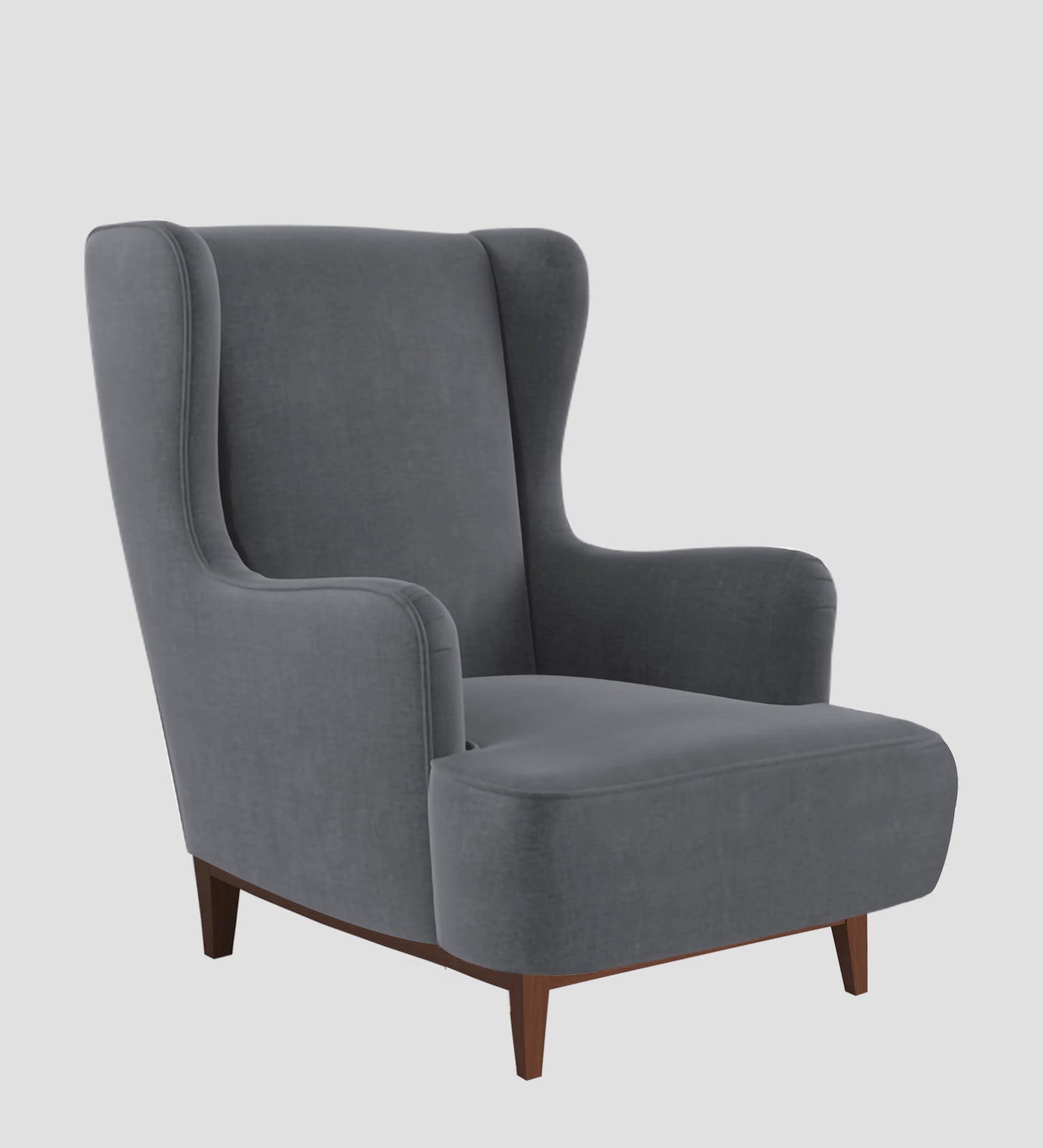 Suri Velvet Wing Chair In Pubble Grey Colour - Febonic Living