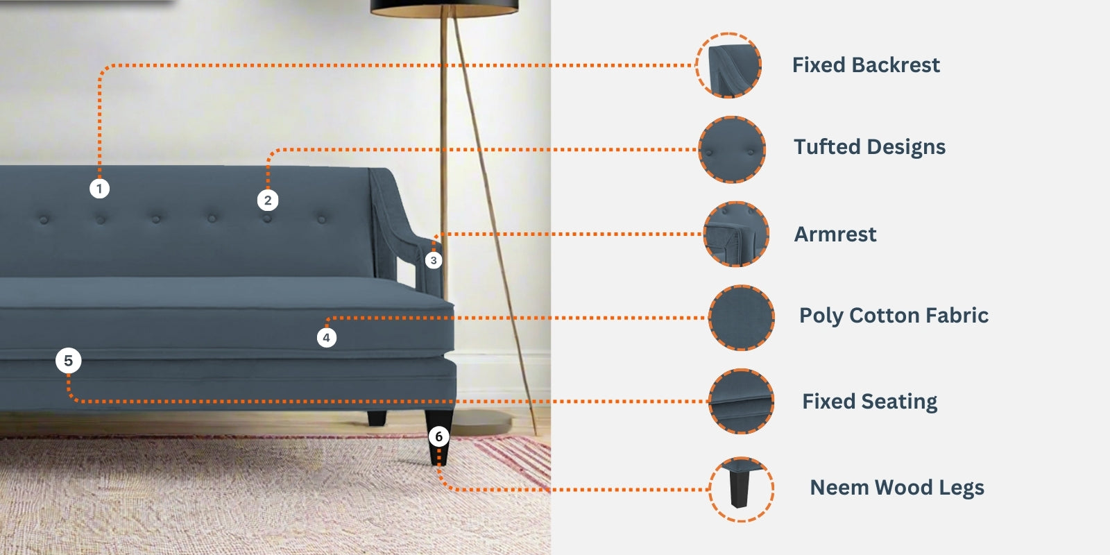 Daffy Velvet 2 Seater Sofa In Davy Grey Colour - Febonic Living