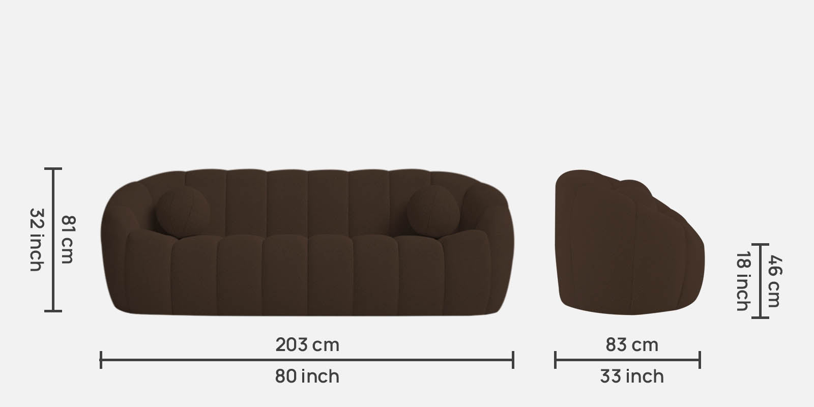 Boucle Fabric 3 Seater Sofa In Bringo Brown Colour - Febonic Living
