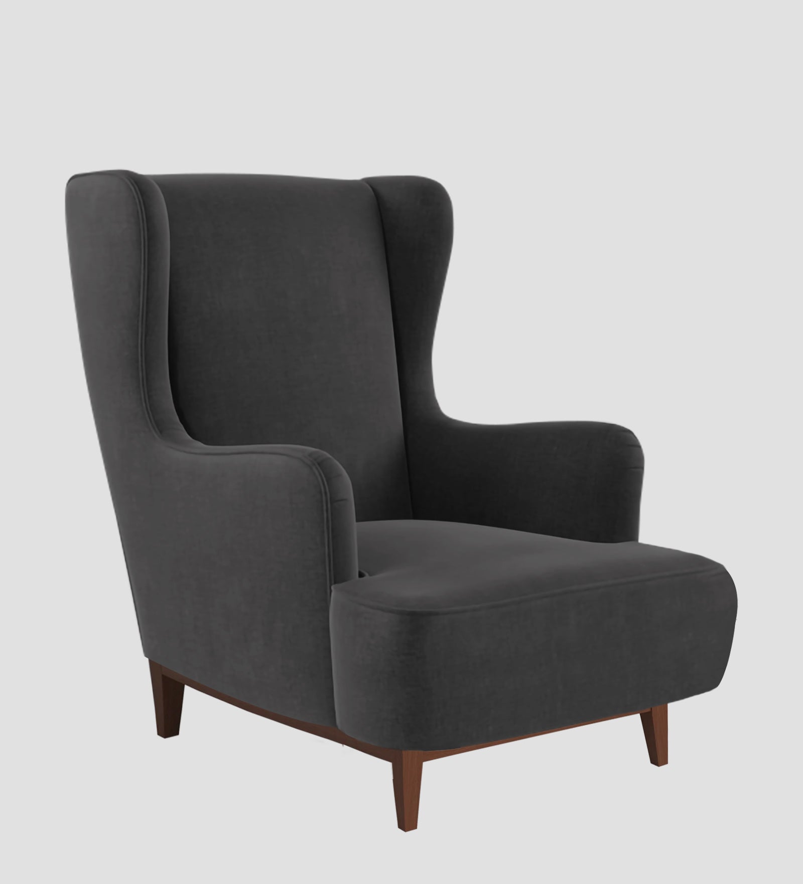 Suri Velvet Wing Chair In Davy Grey Colour - Febonic Living