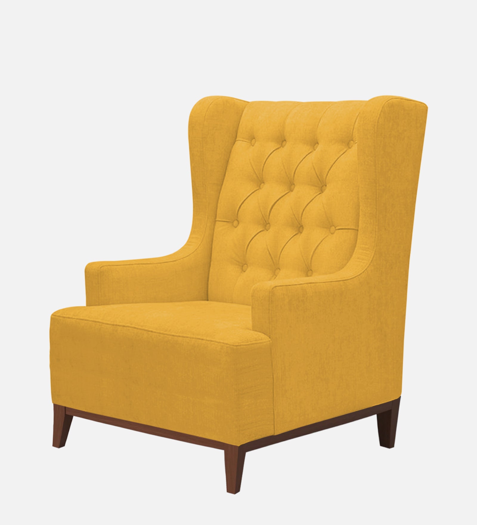 Kuchi Fabric Wing Chair In Bold Yellow Colour - Febonic Living
