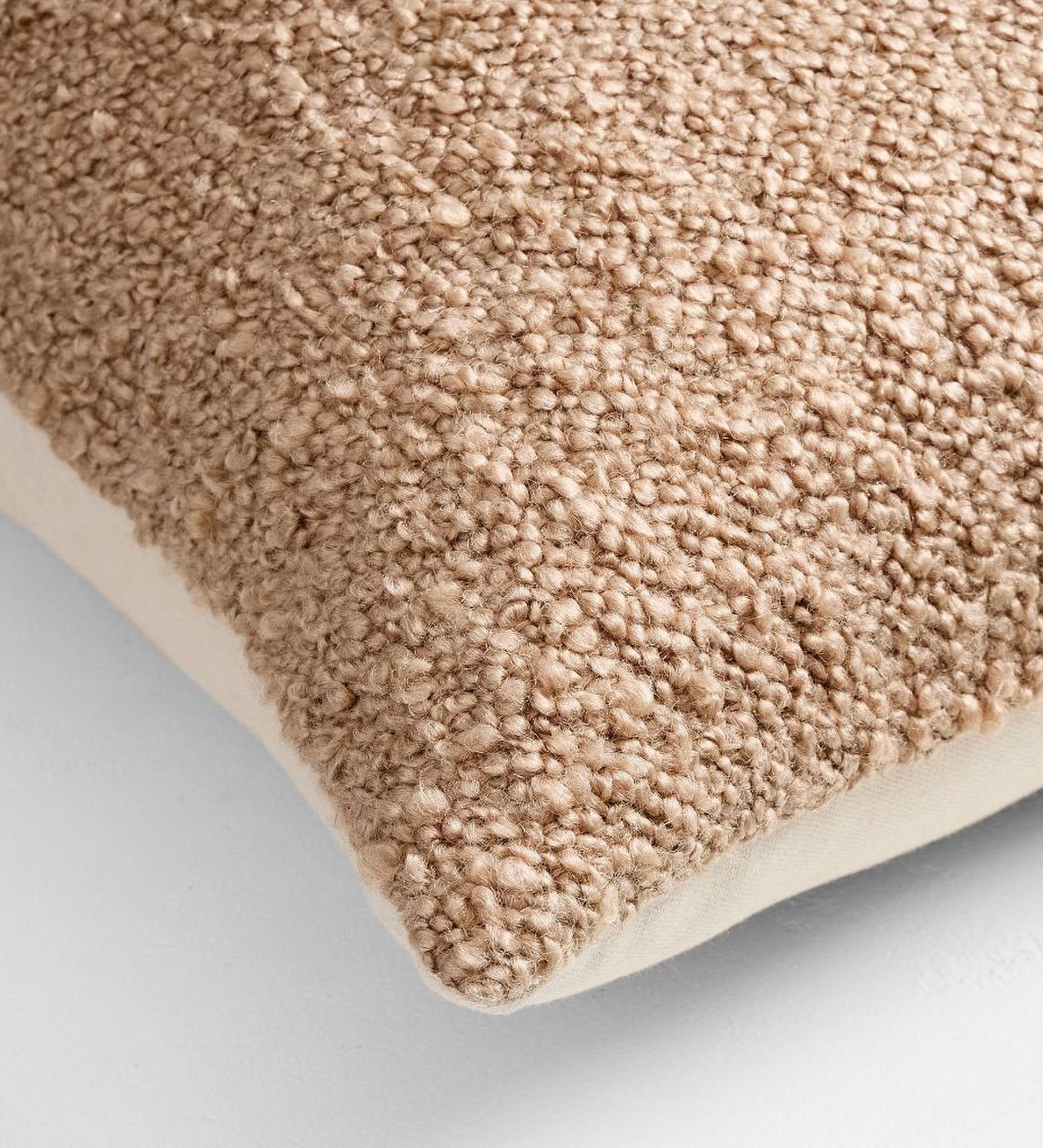 Cosy Boucle Fabric (16x 16in) Sofa Pillows In Caro Beige Colour (Pack of 2) - Febonic Living