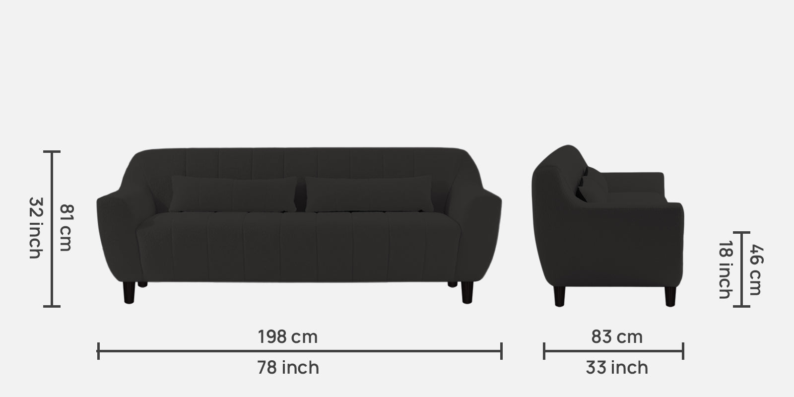 Nesco Boucle Fabric 3 Seater Sofa In Cloud Grey Colour - Febonic Living