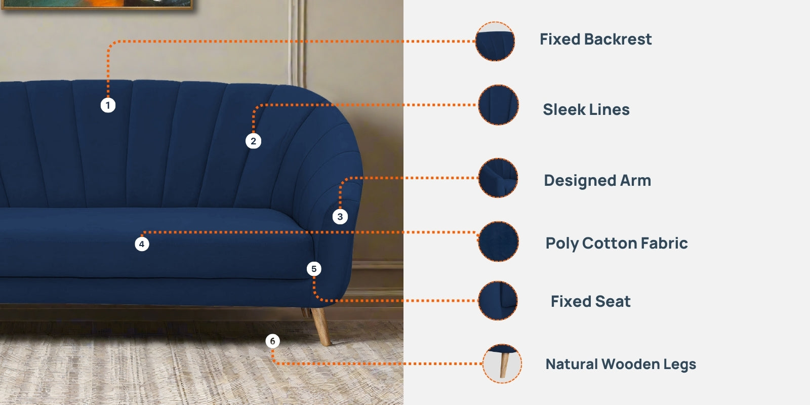 Kaylee Velvet 3 Seater Sofa In Mocha Brown Colour - Febonic Living