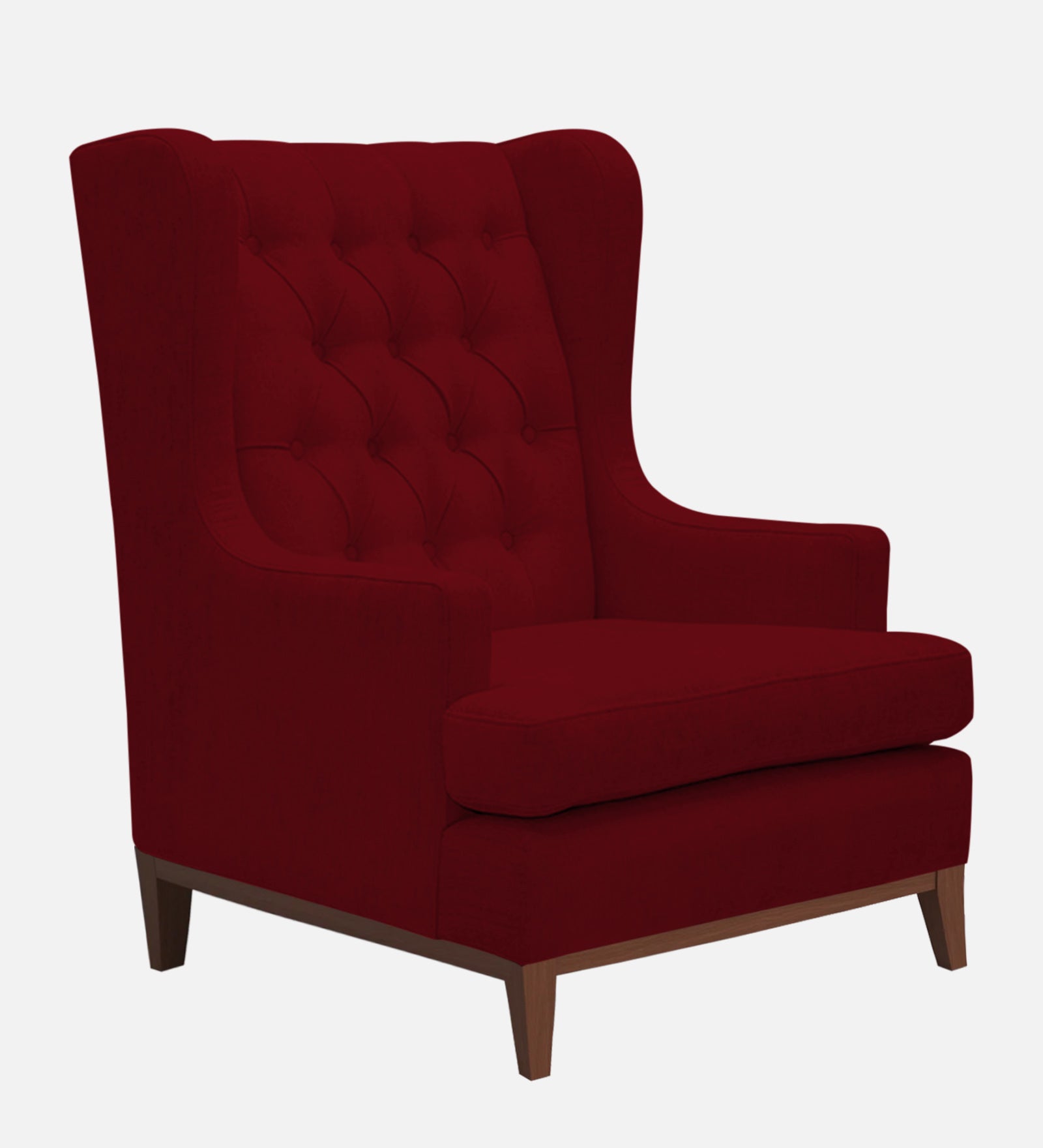 Panas Fabric Wing Chair In Ruby Red Colour - Febonic Living