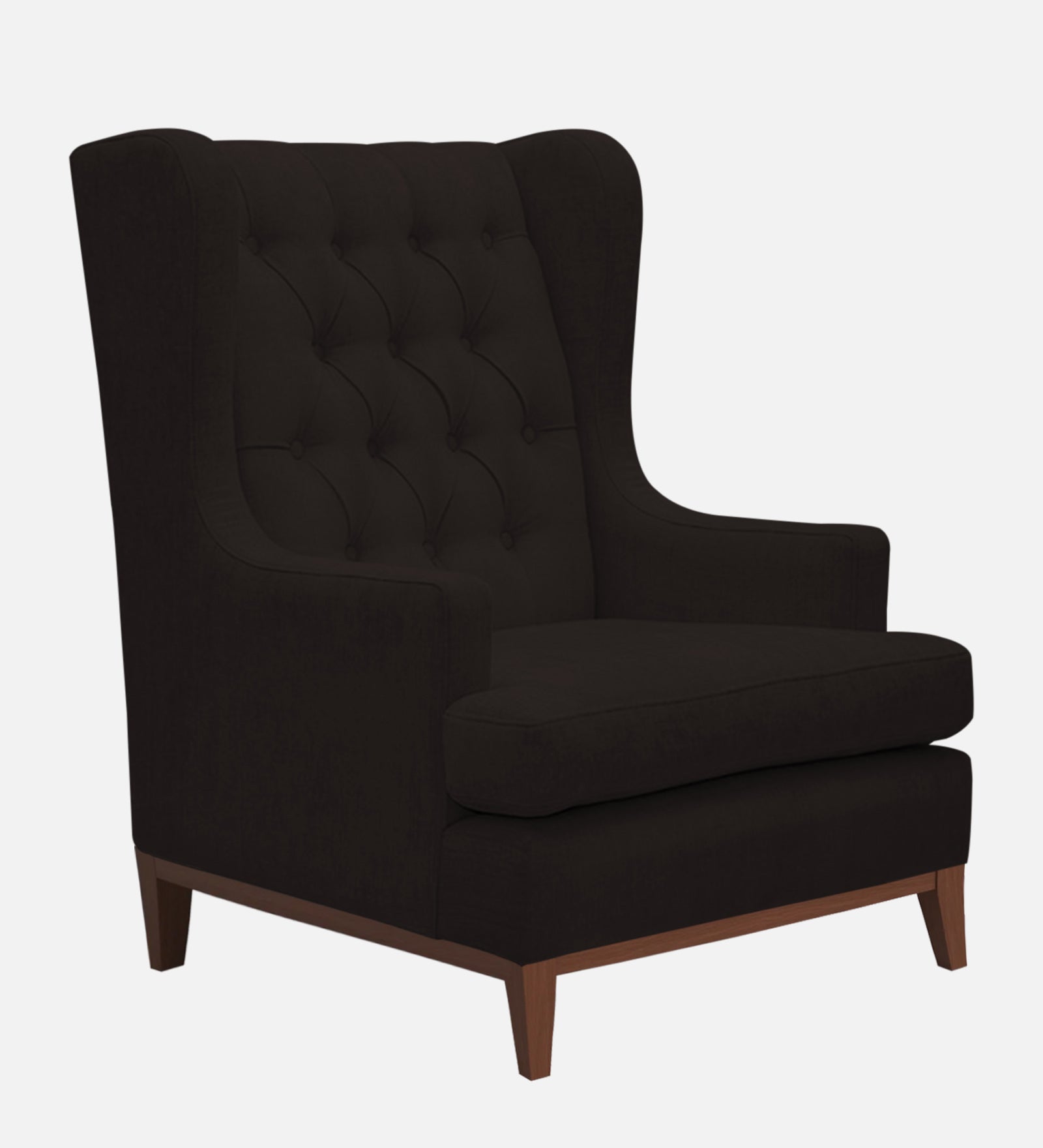 Panas Fabric Wing Chair In Caro Brown Colour - Febonic Living