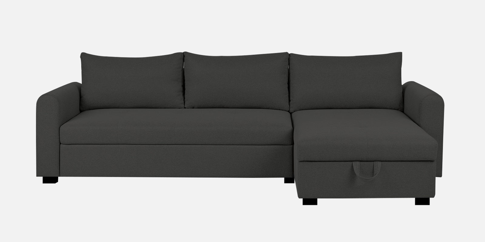 Sigma Fabric LHS Sectional Sofa (3+Lounger) In Charcoal Grey Colour - Febonic Living