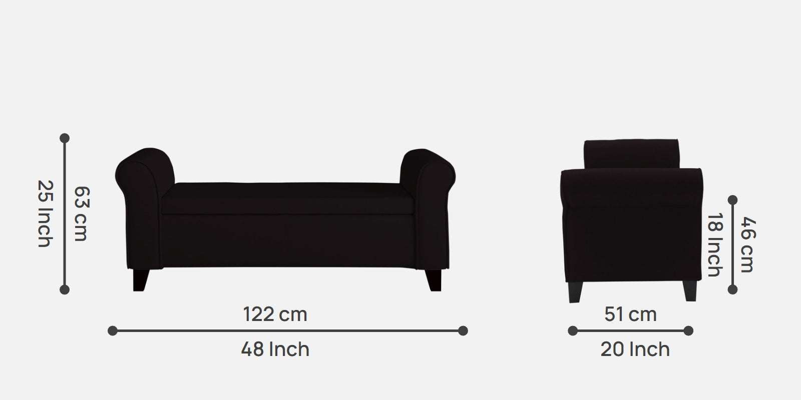 Molo Fabric 2 Seater Recamier in Cara Brown Colour With Storage