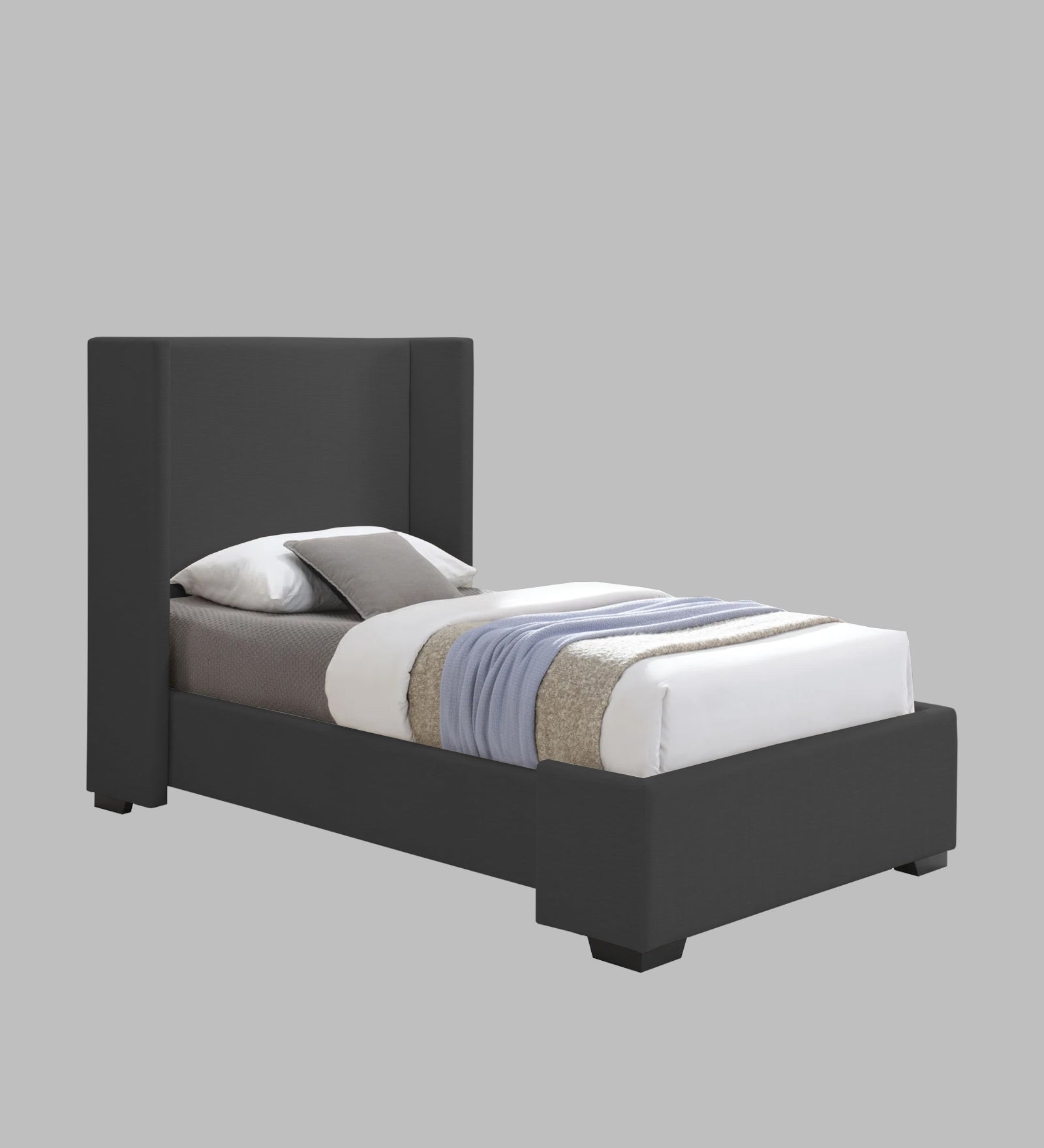 Kirby Fabric Upholstered Single Bed in Charcoal Grey Colour - Febonic Living