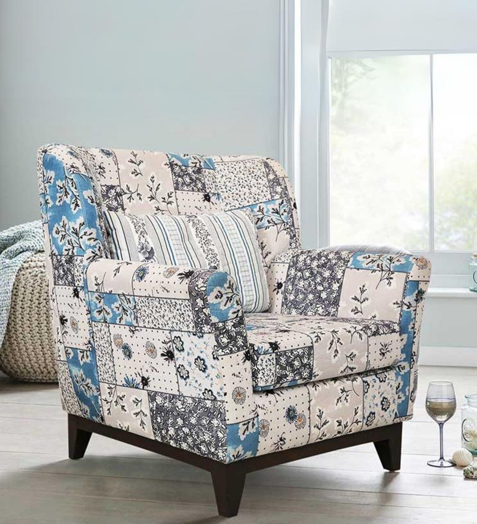 Bolton Floral Print Fabric Arm Chair in Multi Colour - Febonic Living