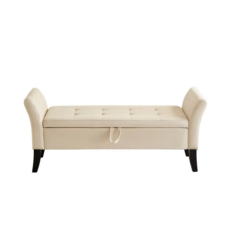 Dhaka Velvet 2 Seater Recamier In Camel Beige Colour With Storage - Febonic Living