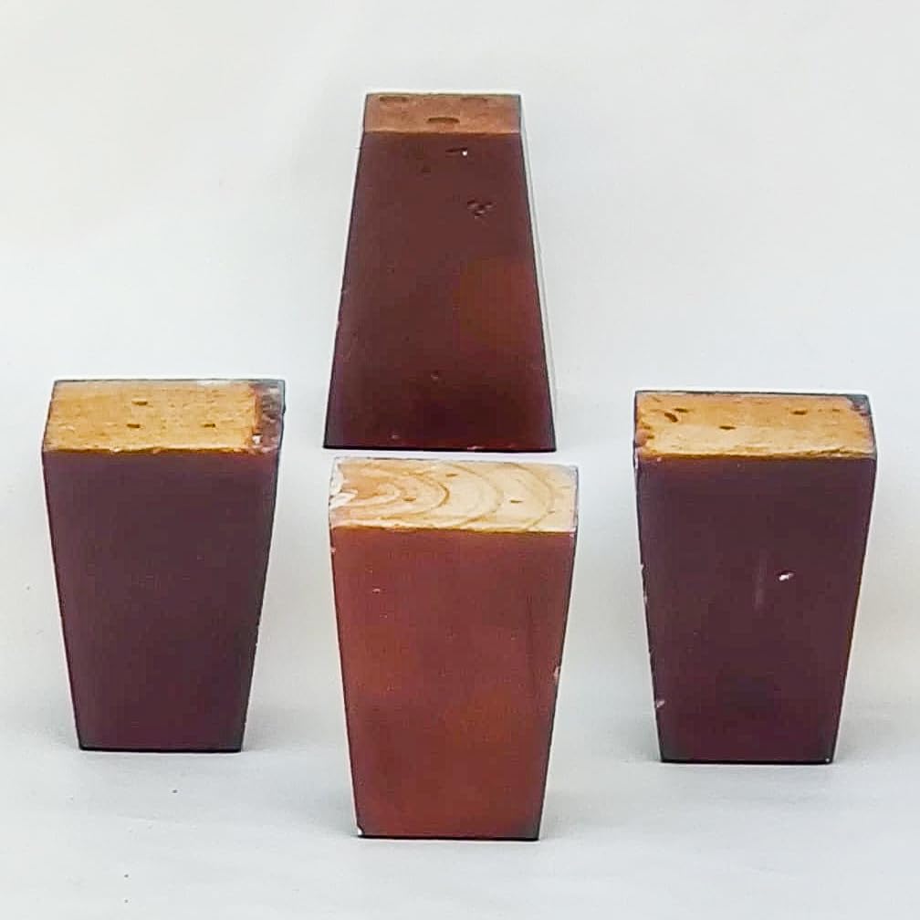 Aman 4-Inch Tapered Leg Set for Sofas with a Brown Finish - Includes 4 Pieces - Febonic Living