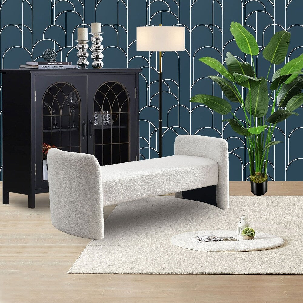 Havana Boucle 2 Seater Recamier In Shell White Colour - Febonic Living