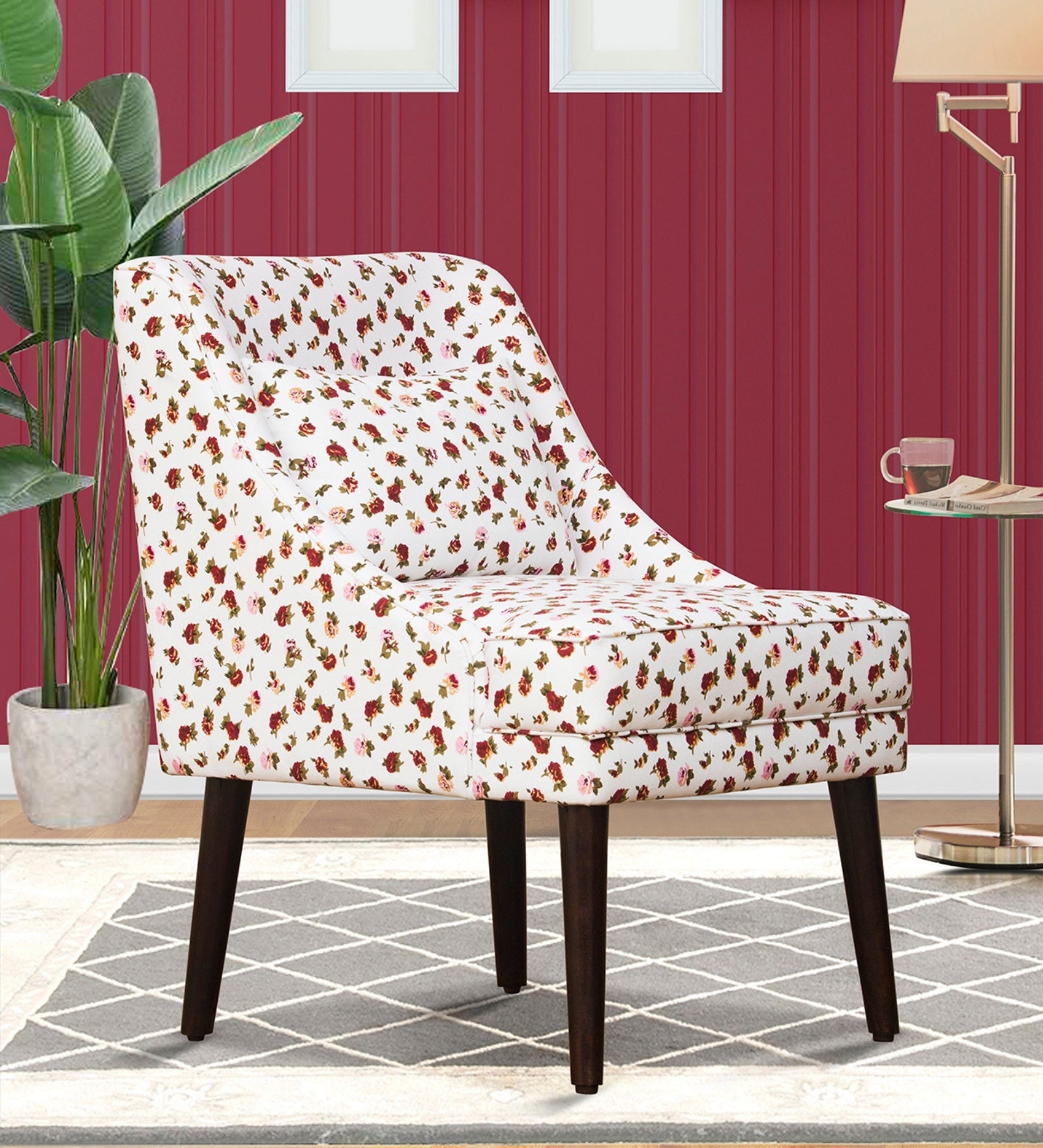 Moly Floral Print Fabric Accent Chair in Multi Colour - Febonic Living